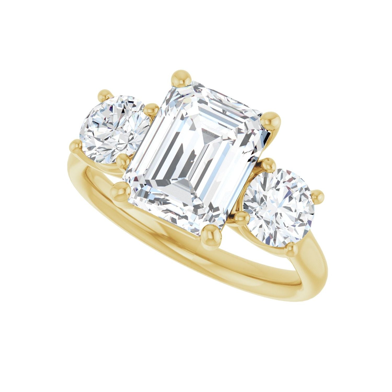 Emerald Three-Stone Engagement Ring | Metal Type=14K Yellow Gold | Center Stone Size=2.5 CT | Image 5