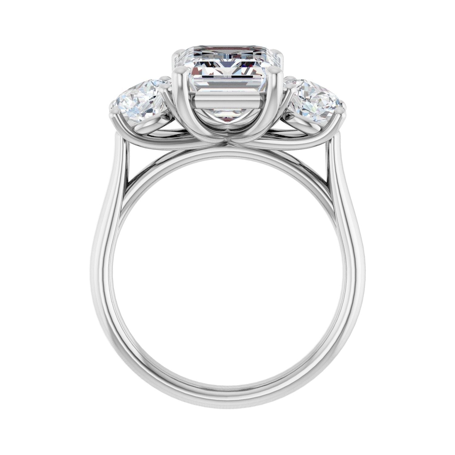 Emerald Three-Stone Engagement Ring | Metal Type=14K White Gold | Center Stone Size=3 CT | Image 2
