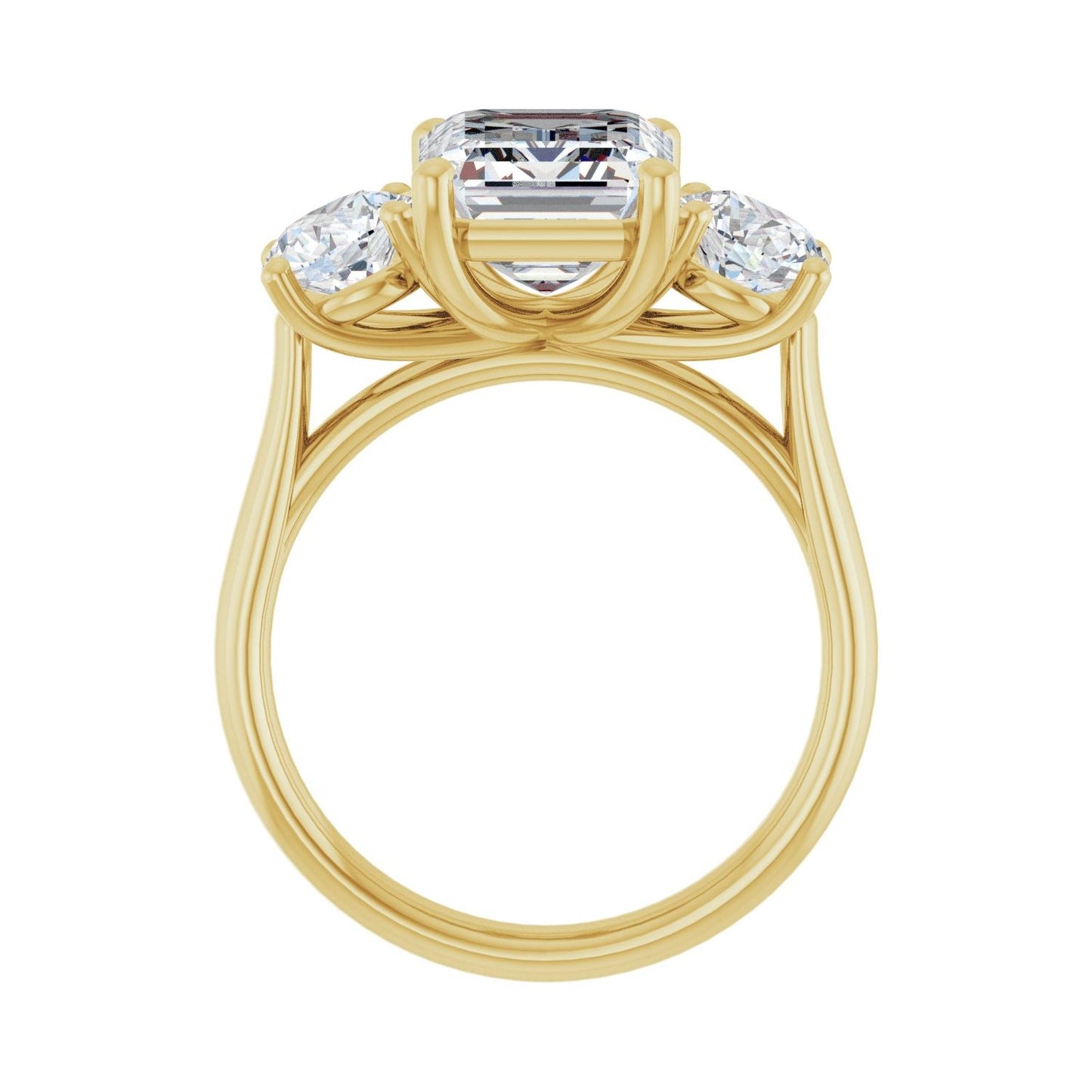 Emerald Three-Stone Engagement Ring | Metal Type=14K Yellow Gold | Center Stone Size=3 CT | Image 2