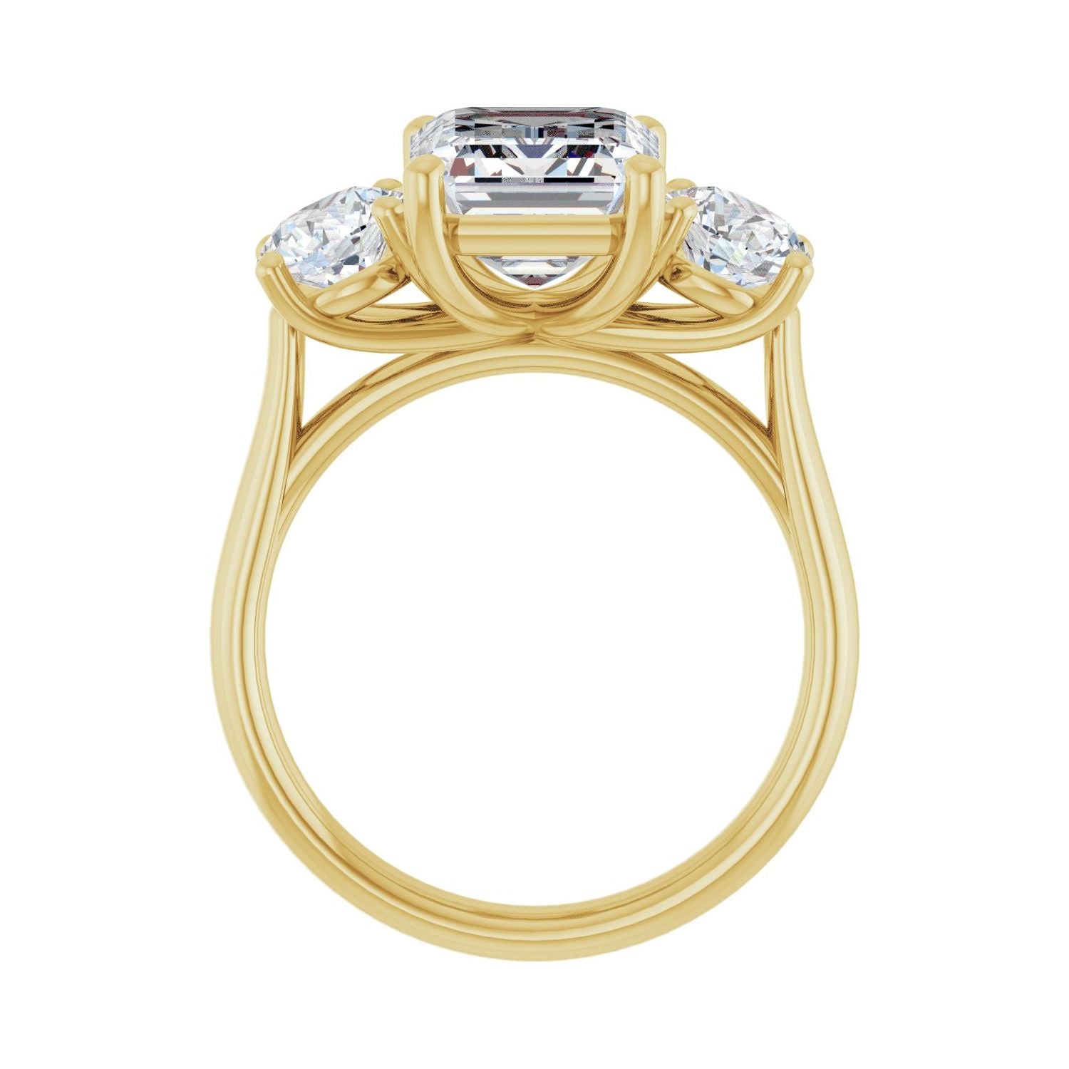 Emerald Three-Stone Engagement Ring | Metal Type=14K Yellow Gold | Center Stone Size=3 CT | Image 2