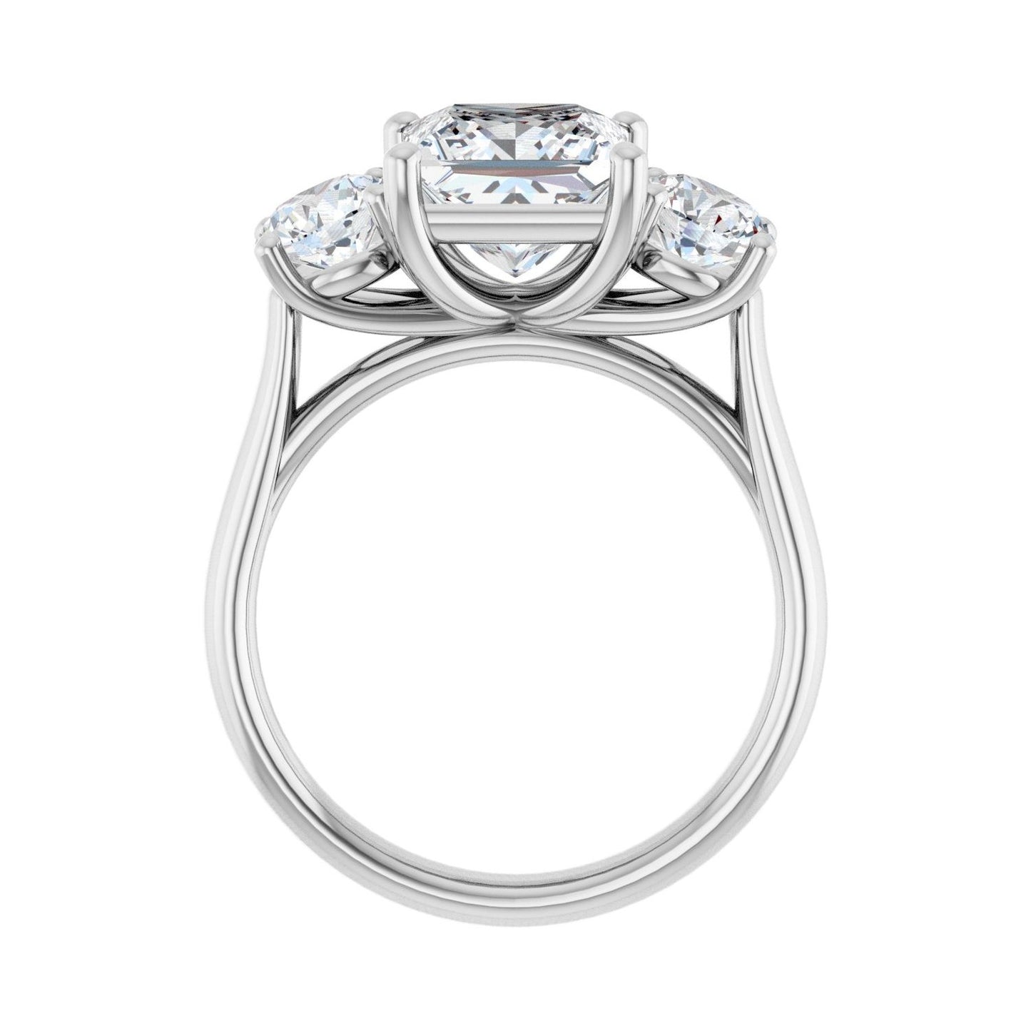 Square Three-Stone Engagement Ring | Metal Type=14K White Gold | Center Stone Size=2.5 CT | Image 2