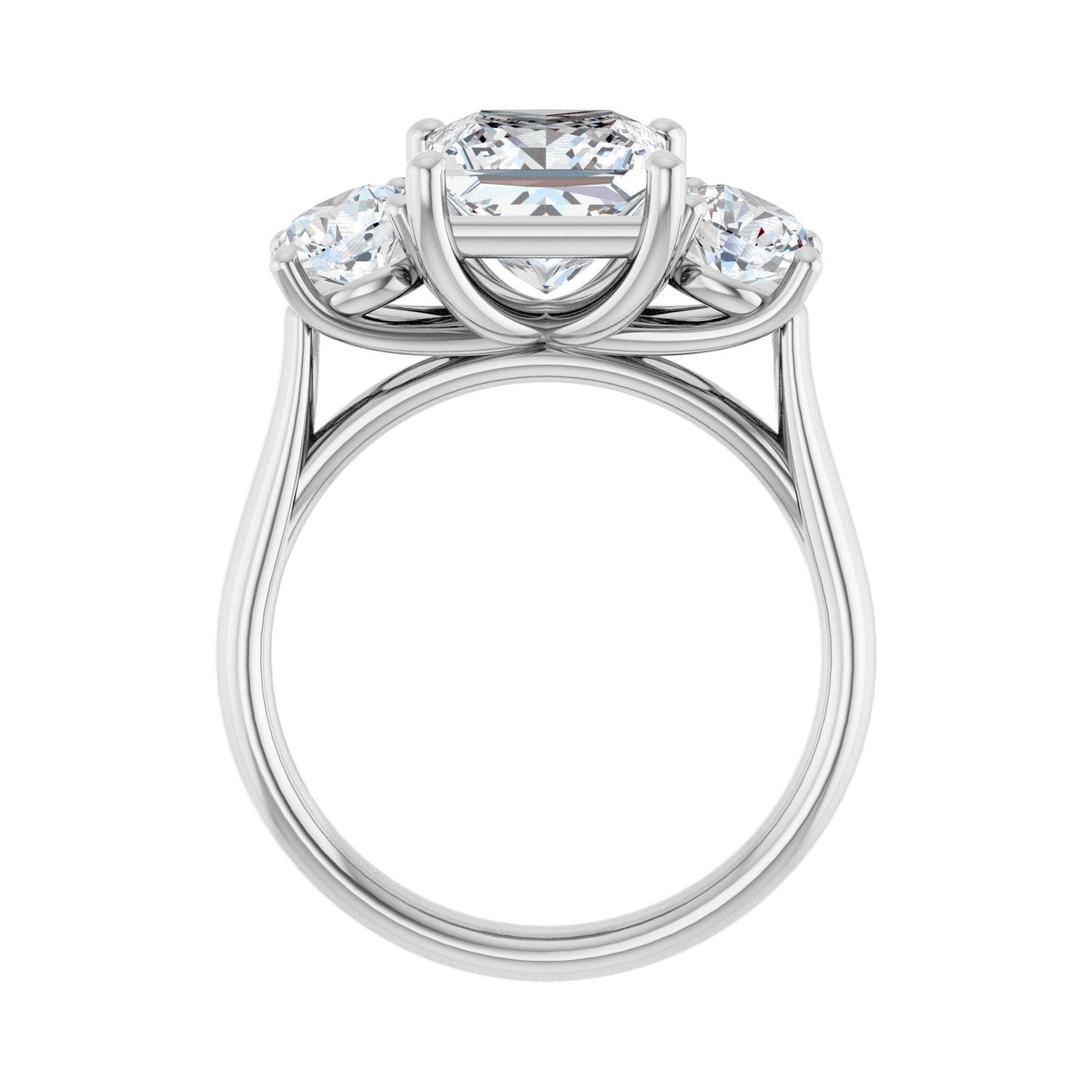 Square Three-Stone Engagement Ring | Metal Type=14K White Gold | Center Stone Size=2.5 CT | Image 2