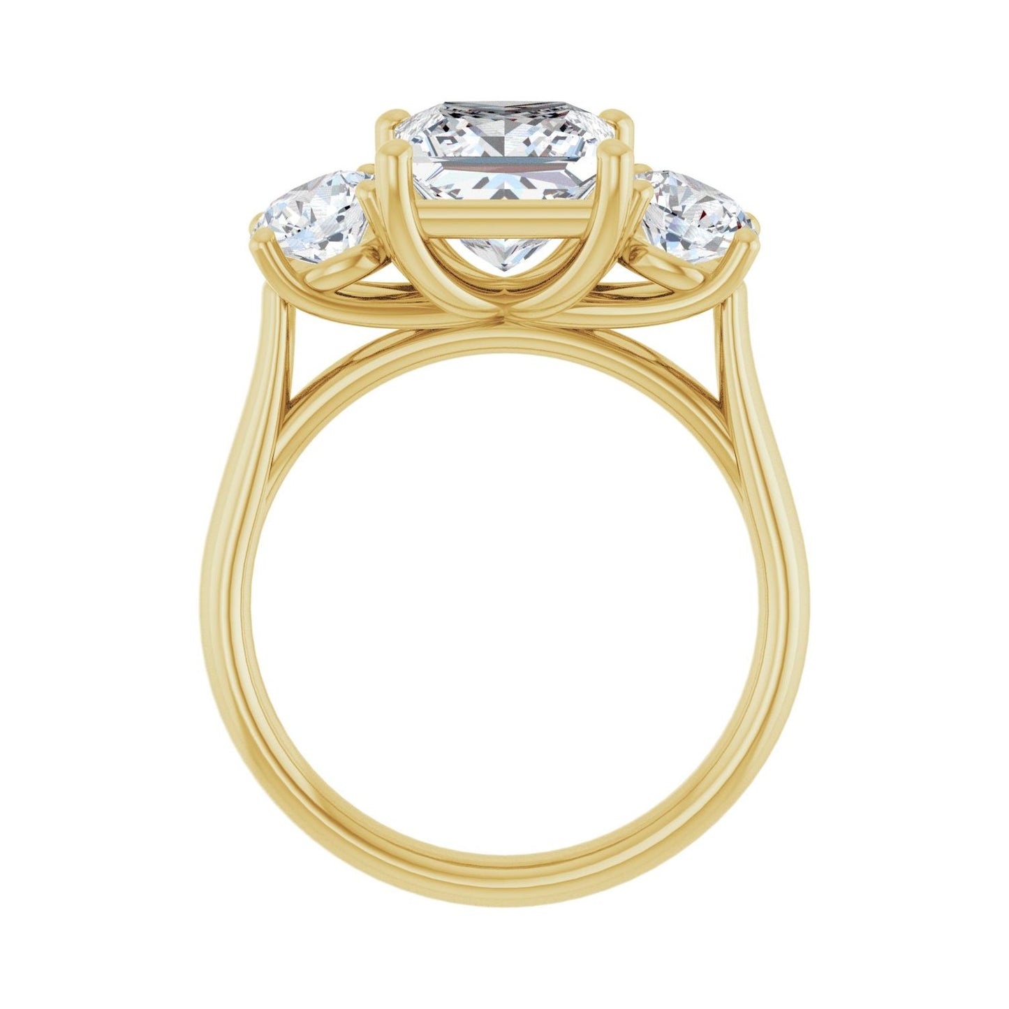 Square Three-Stone Engagement Ring | Metal Type=14K Yellow Gold | Center Stone Size=2.5 CT | Image 2