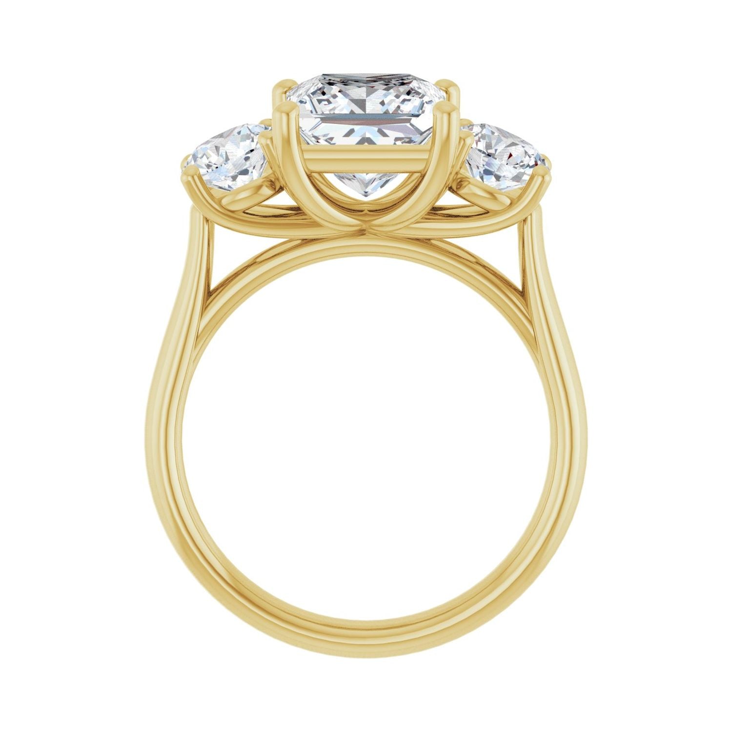 Square Three-Stone Engagement Ring | Metal Type=14K Yellow Gold | Center Stone Size=2.5 CT | Image 2