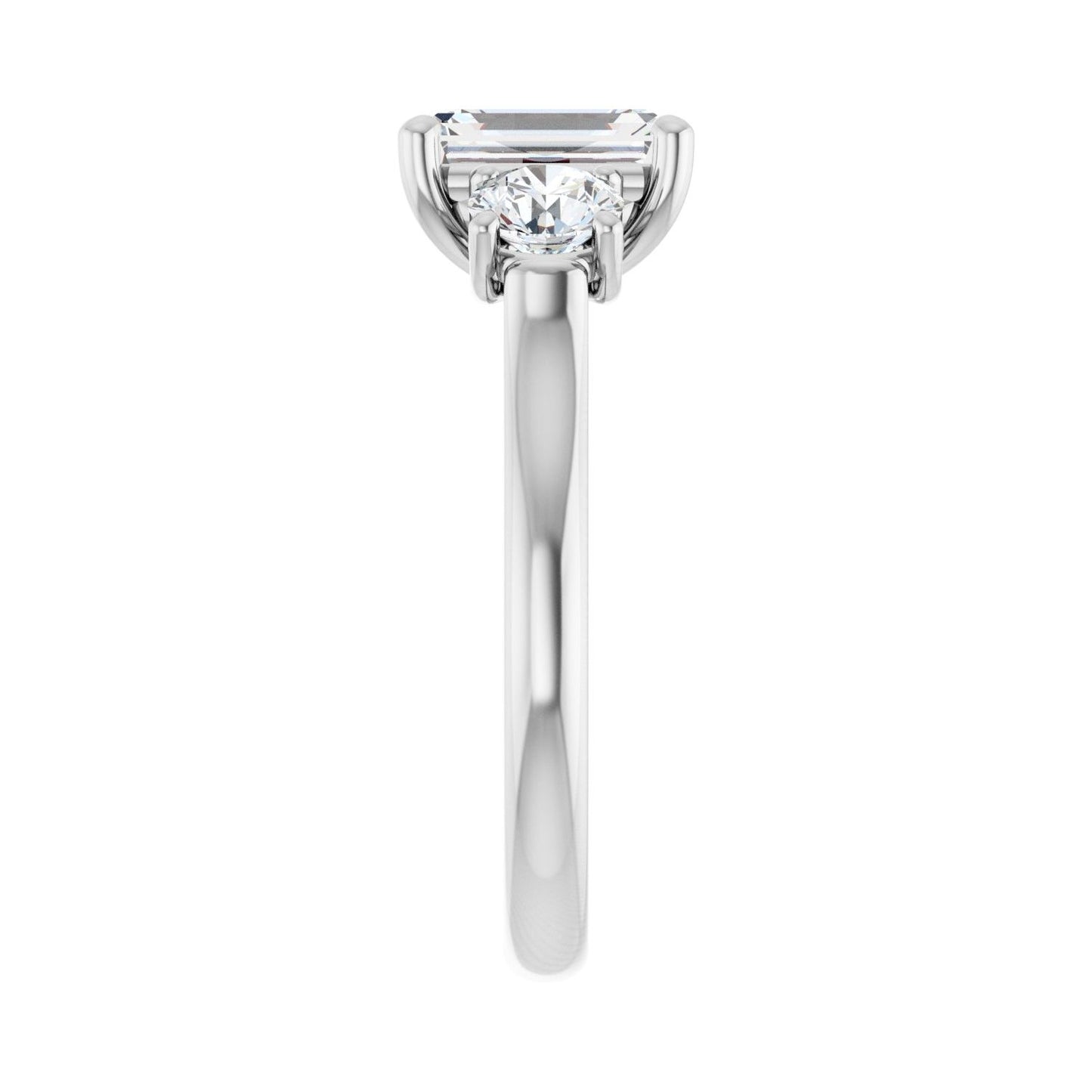 Emerald Three-Stone Engagement Ring | Metal Type=14K White Gold | Center Stone Size=2 CT | Image 4