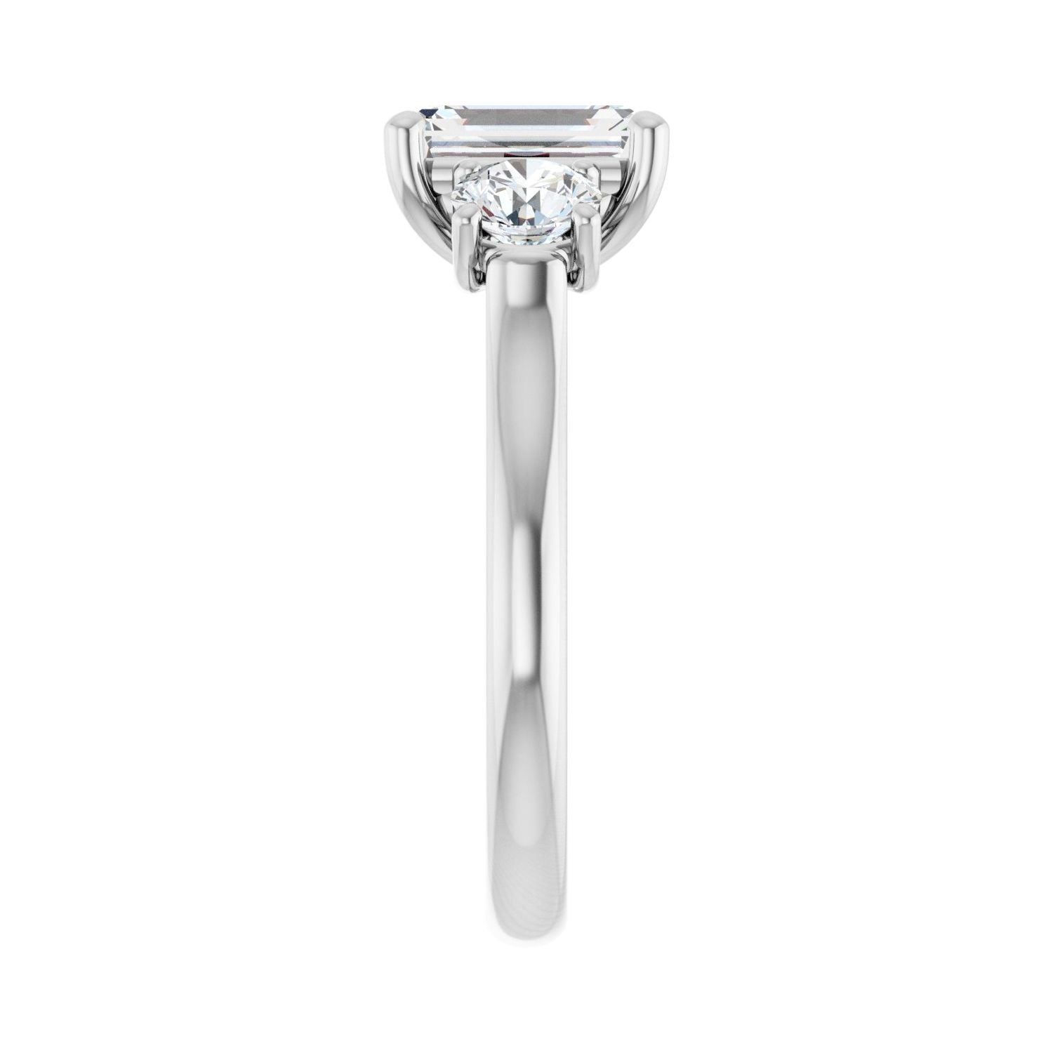 Emerald Three-Stone Engagement Ring | Metal Type=14K White Gold | Center Stone Size=2 CT | Image 4