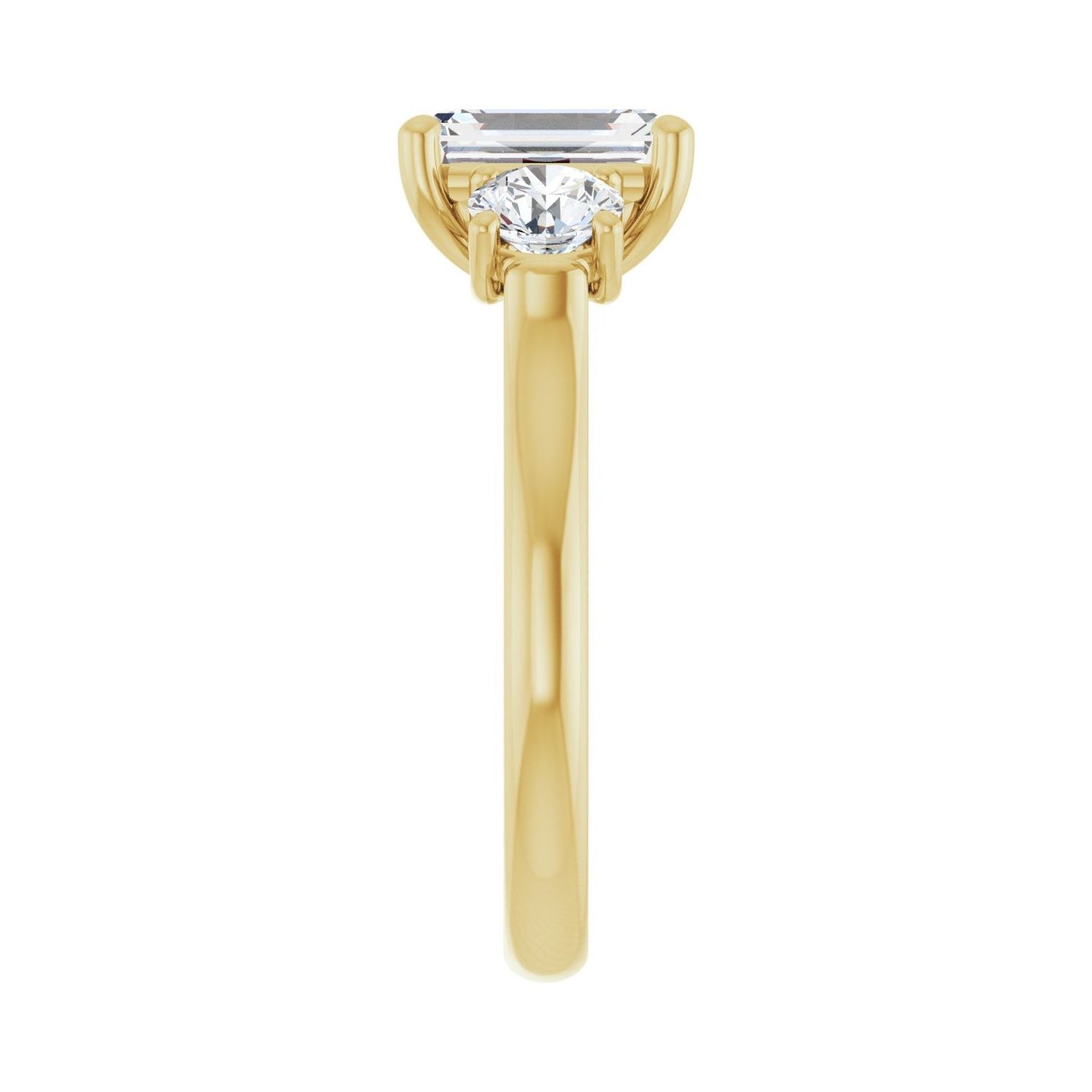 Emerald Three-Stone Engagement Ring | Metal Type=14K Yellow Gold | Center Stone Size=2 CT | Image 4