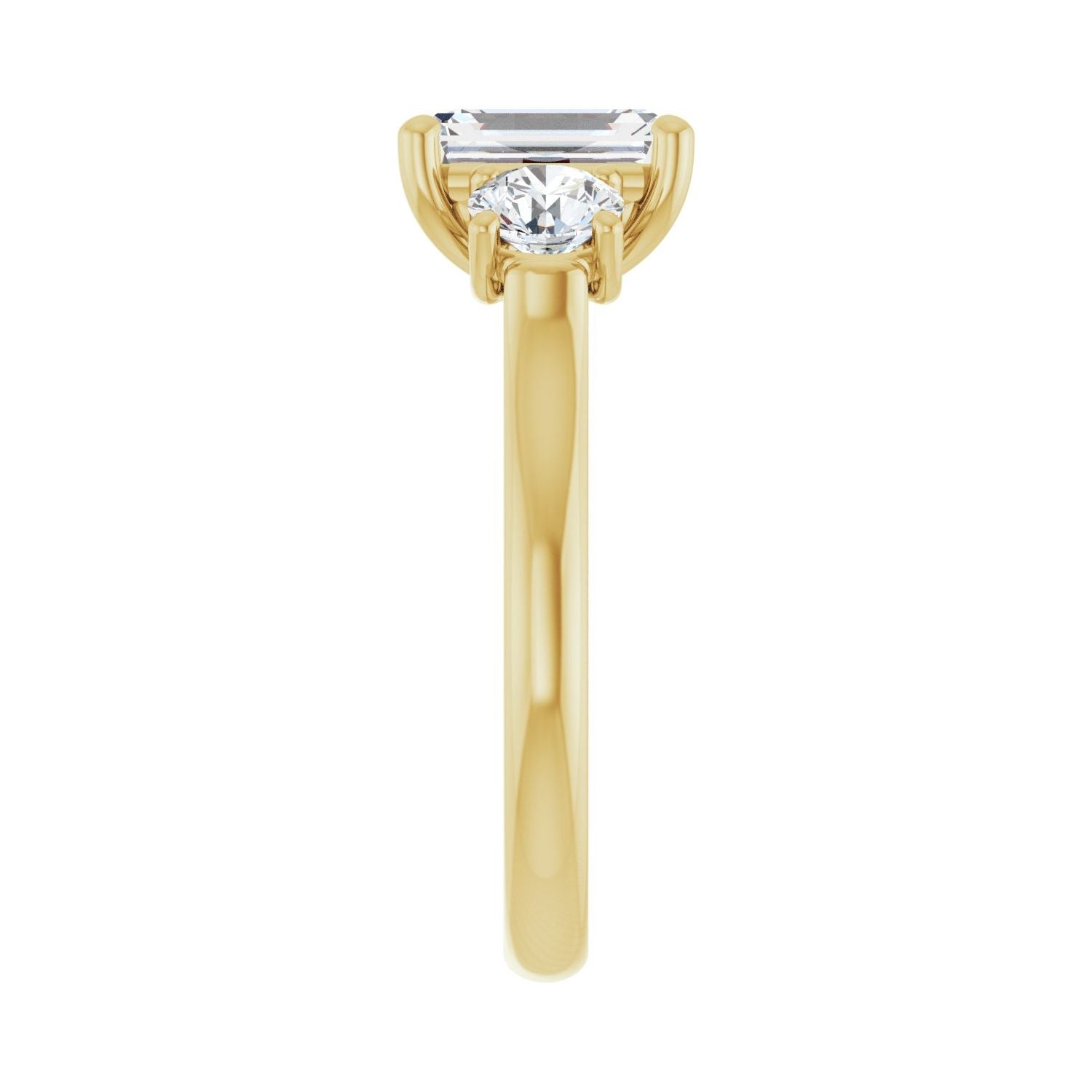 Emerald Three-Stone Engagement Ring | Metal Type=14K Yellow Gold | Center Stone Size=2 CT | Image 4