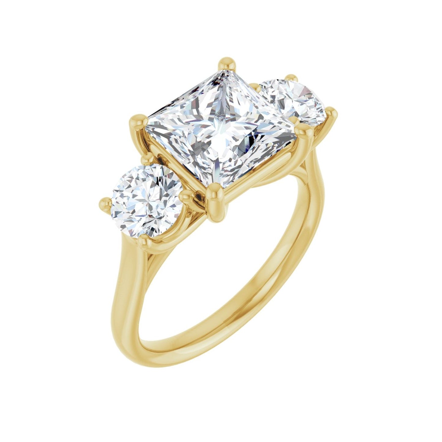 Square Three-Stone Engagement Ring | Metal Type=14K Yellow Gold | Center Stone Size=3 CT | Image 1