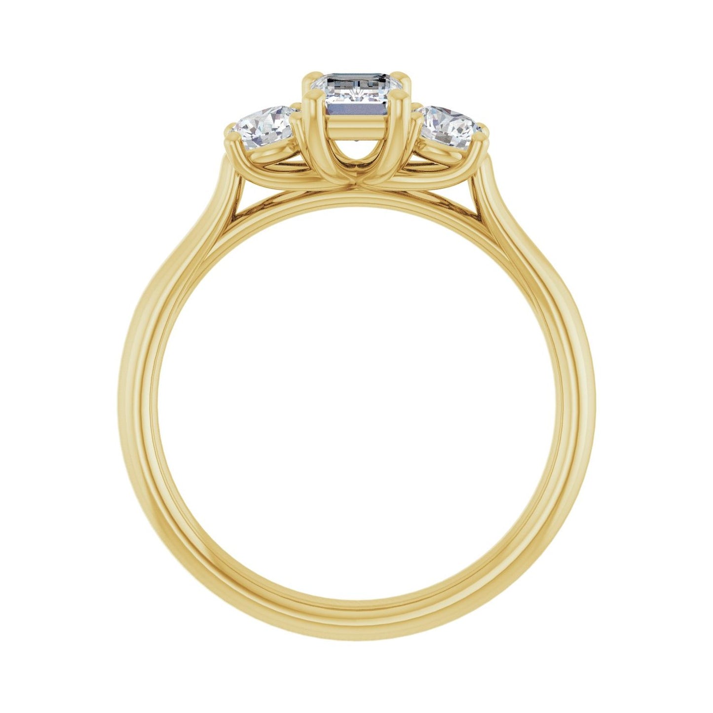 Emerald Three-Stone Engagement Ring | Metal Type=14K Yellow Gold | Center Stone Size=1 CT | Image 2