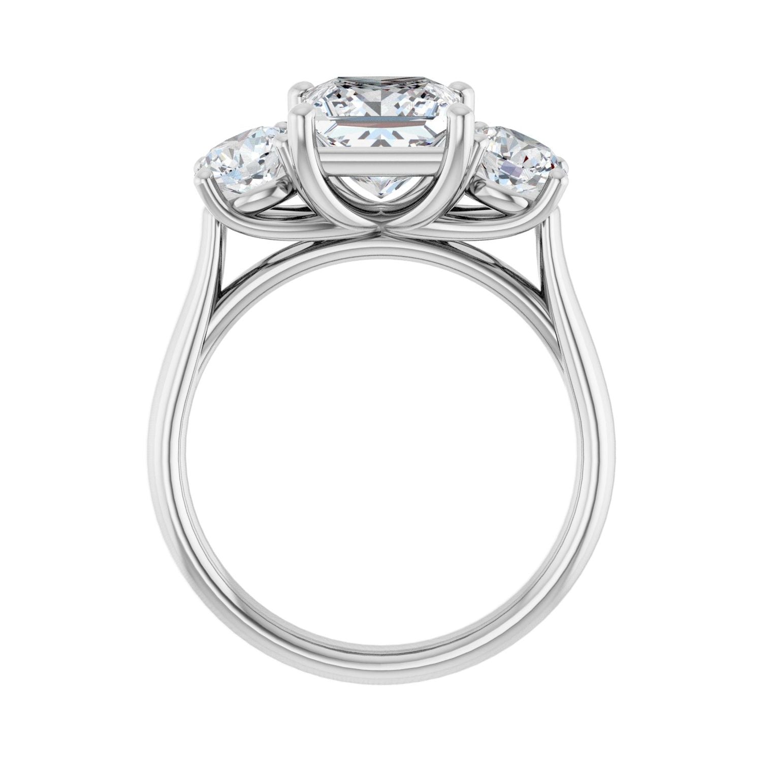 Square Three-Stone Engagement Ring | Metal Type=14K White Gold | Center Stone Size=2 CT | Image 2