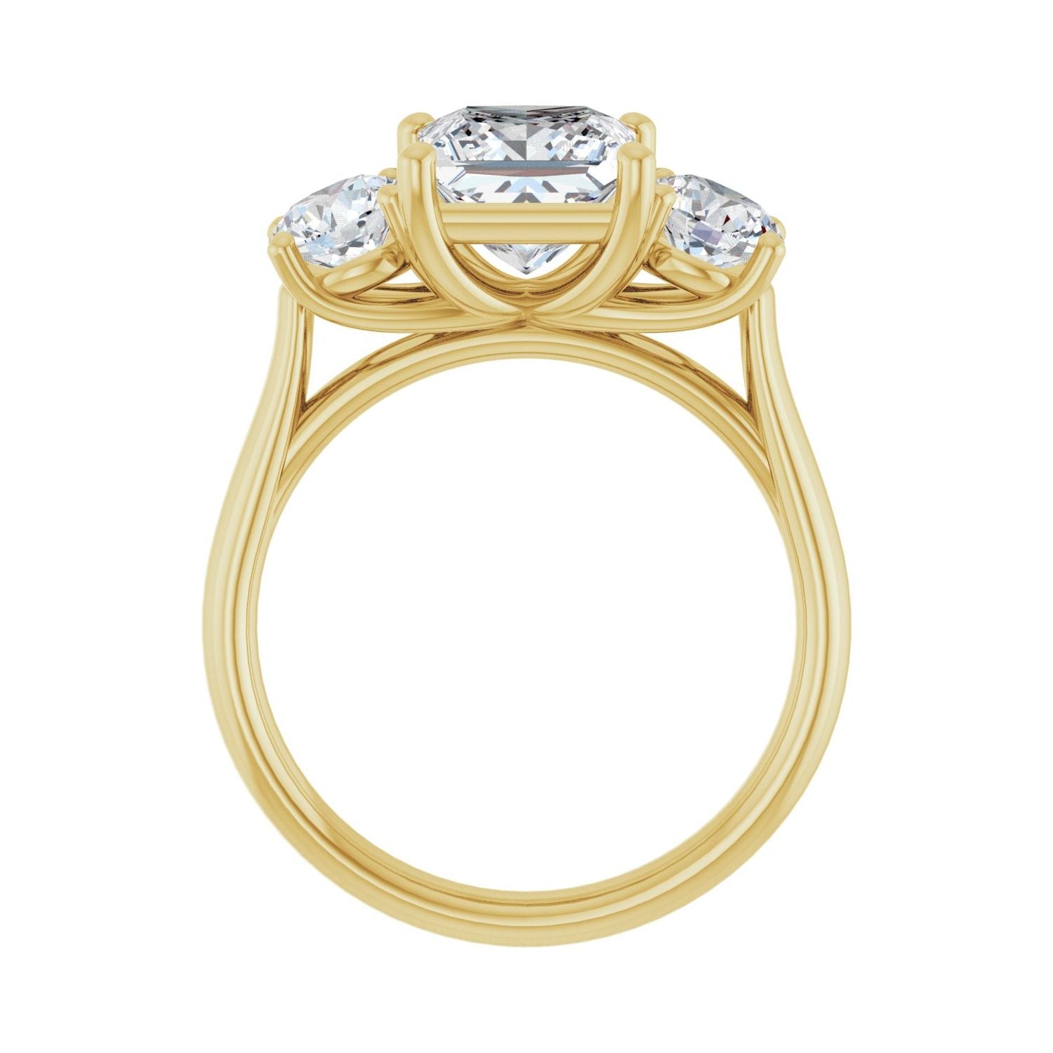 Square Three-Stone Engagement Ring | Metal Type=14K Yellow Gold | Center Stone Size=2 CT | Image 2