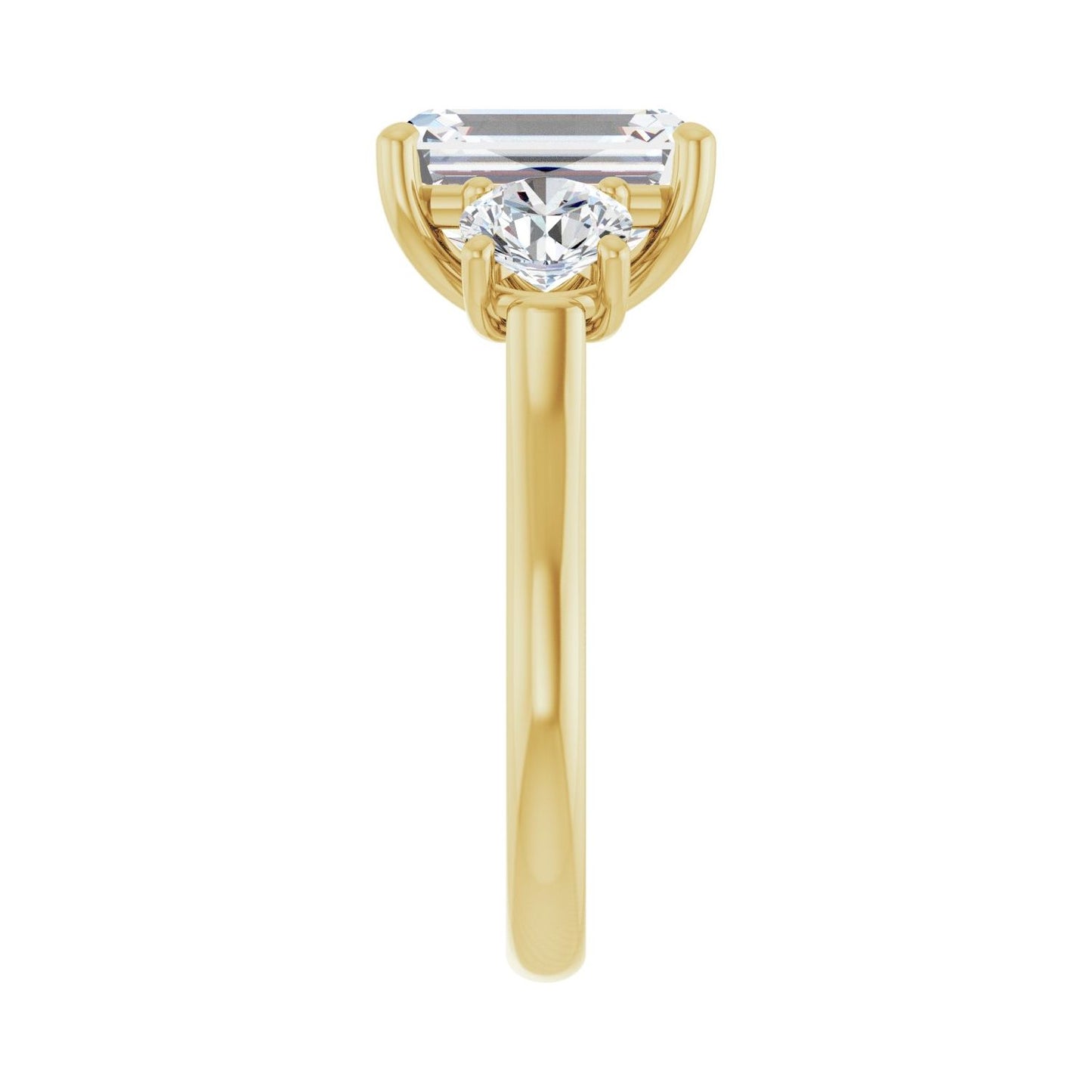 Emerald Three-Stone Engagement Ring | Metal Type=14K Yellow Gold | Center Stone Size=3 CT | Image 4