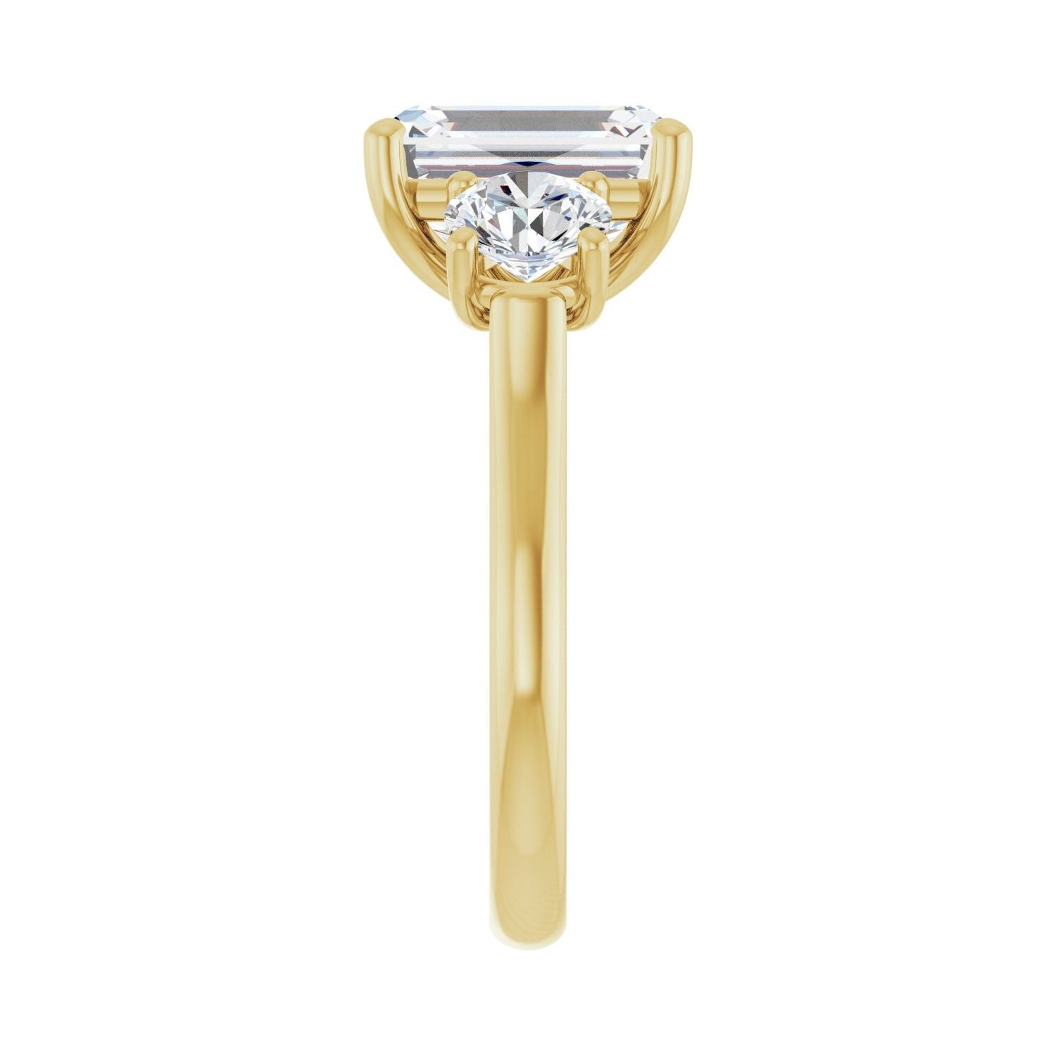 Emerald Three-Stone Engagement Ring | Metal Type=14K Yellow Gold | Center Stone Size=3 CT | Image 4