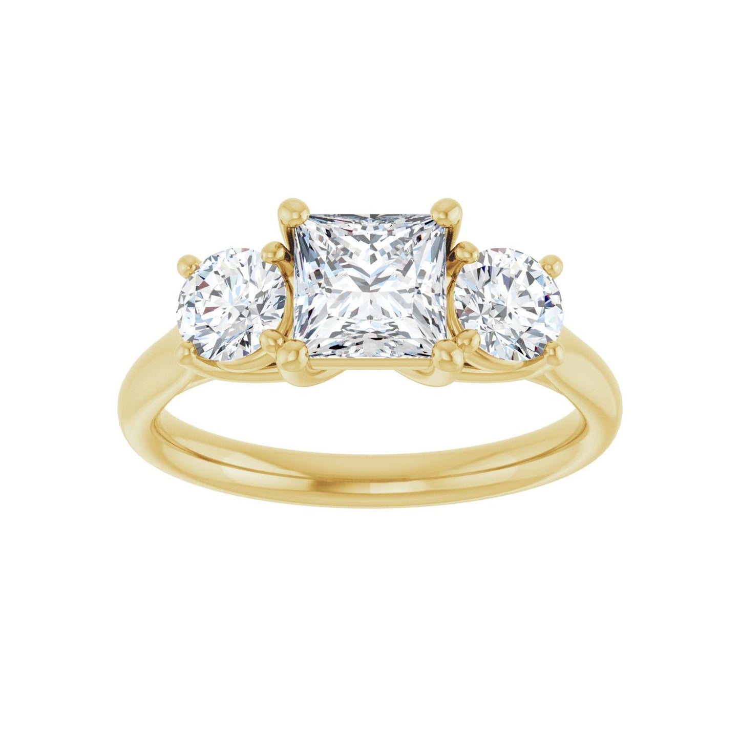 Square Three-Stone Engagement Ring | Metal Type=14K Yellow Gold | Center Stone Size=1 CT | Image 3