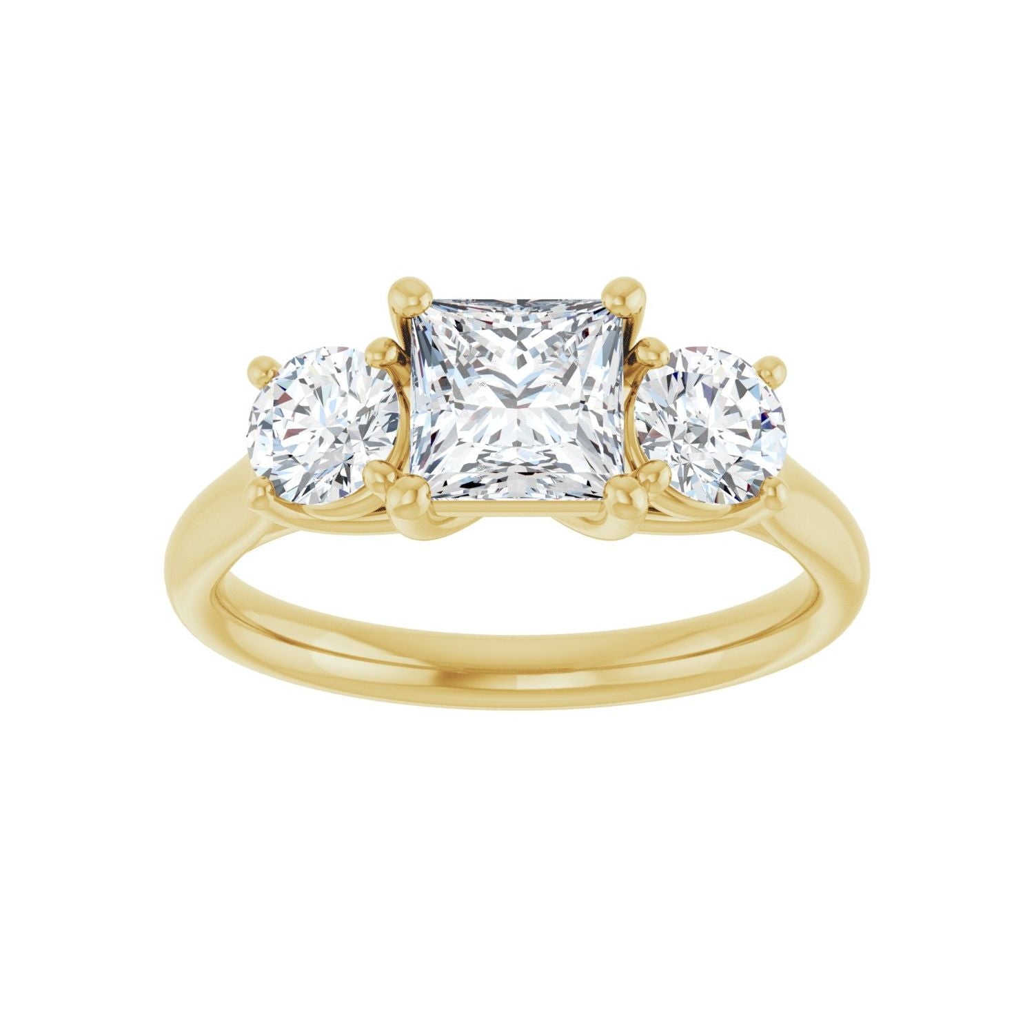 Square Three-Stone Engagement Ring | Metal Type=14K Yellow Gold | Center Stone Size=1 CT | Image 3