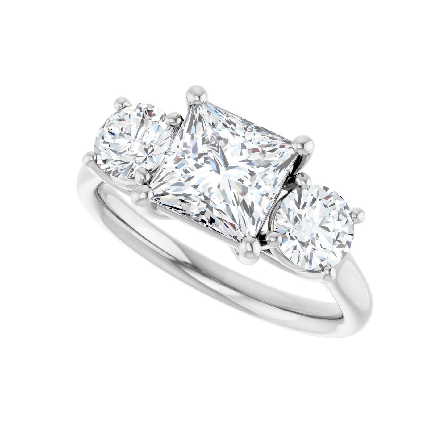 Square Three-Stone Engagement Ring | Metal Type=14K White Gold | Center Stone Size=1.5 CT | Image 5