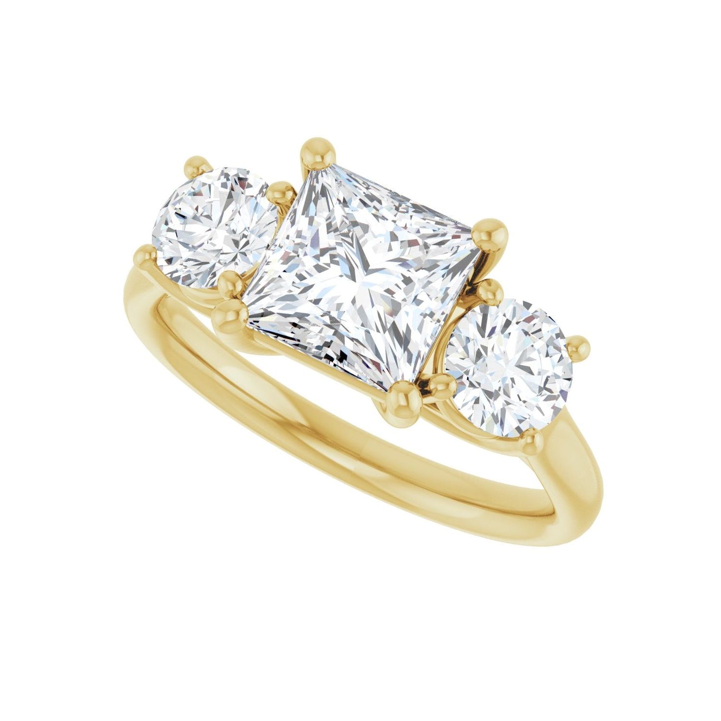 Square Three-Stone Engagement Ring | Metal Type=14K Yellow Gold | Center Stone Size=1.5 CT | Image 5