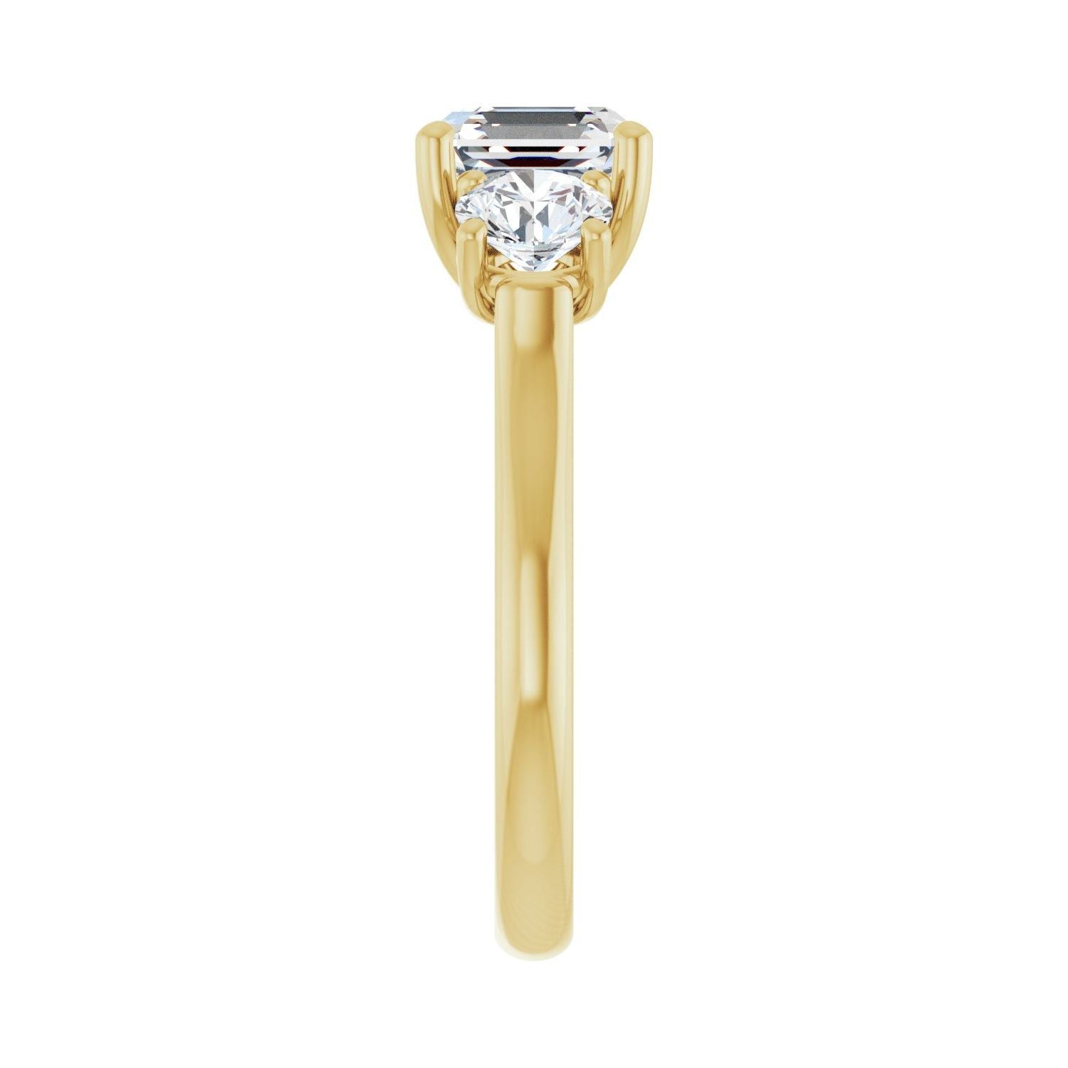 Asscher Three-Stone Engagement Ring | Metal Type=14K Yellow Gold | Center Stone Size=2 CT | Image 4