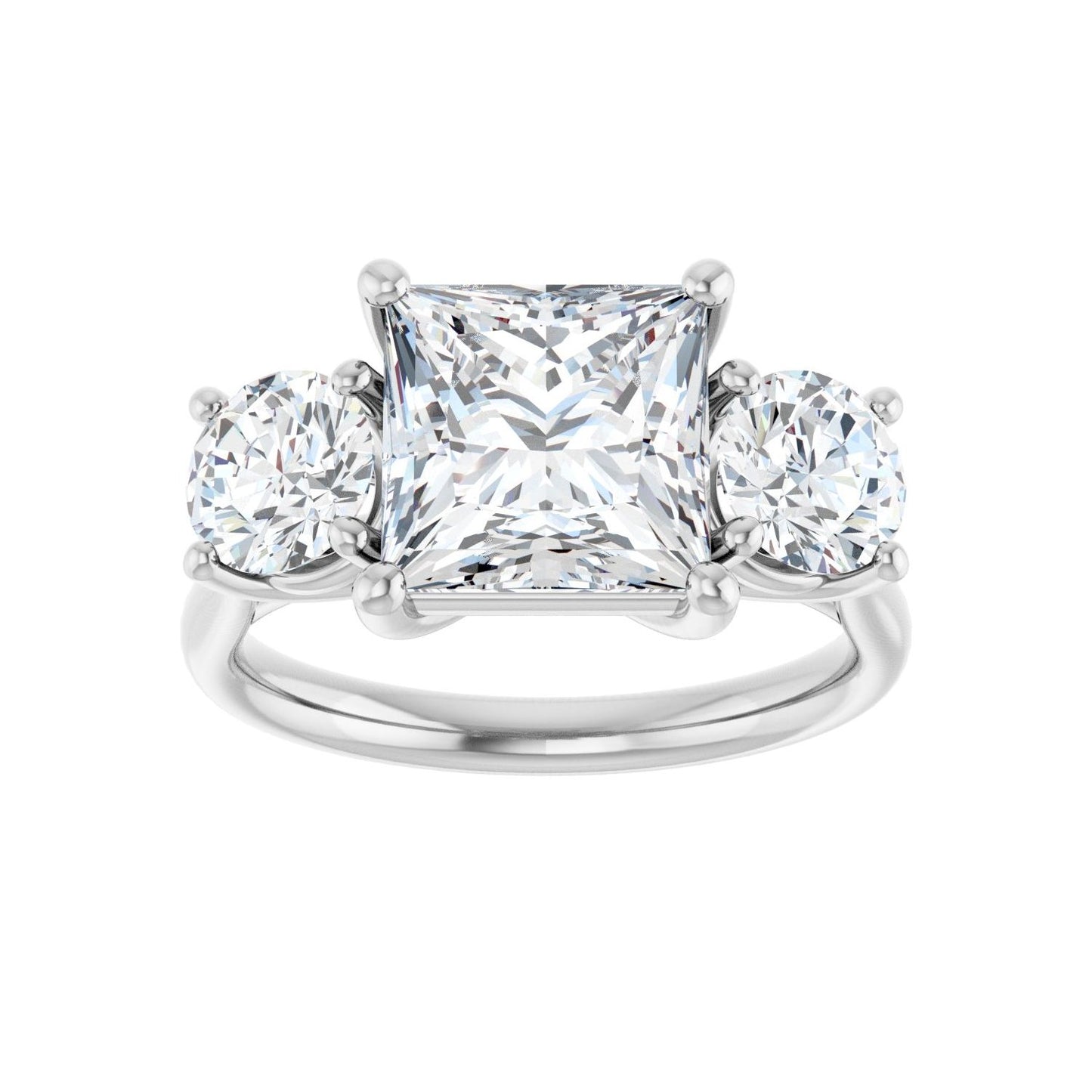 Square Three-Stone Engagement Ring | Metal Type=14K White Gold | Center Stone Size=3 CT | Image 3