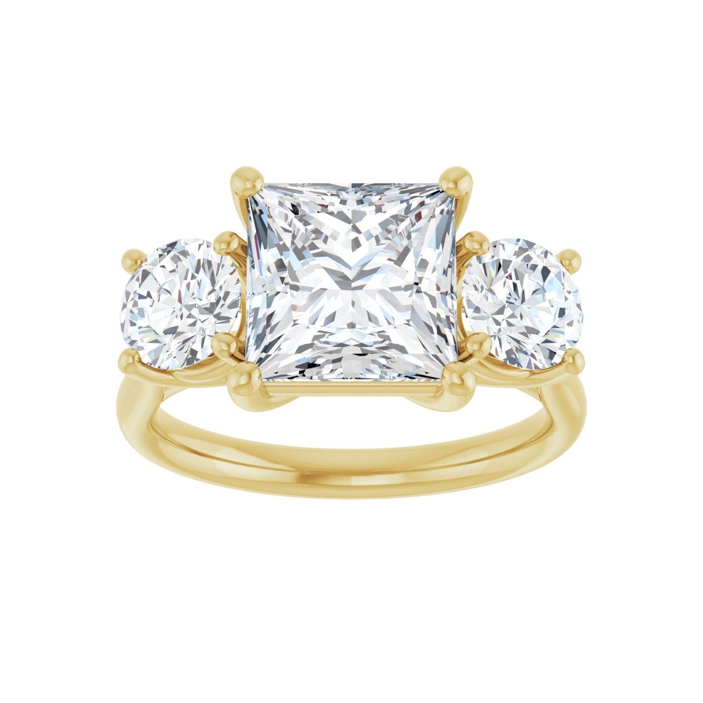 Square Three-Stone Engagement Ring | Metal Type=14K Yellow Gold | Center Stone Size=3 CT | Image 3