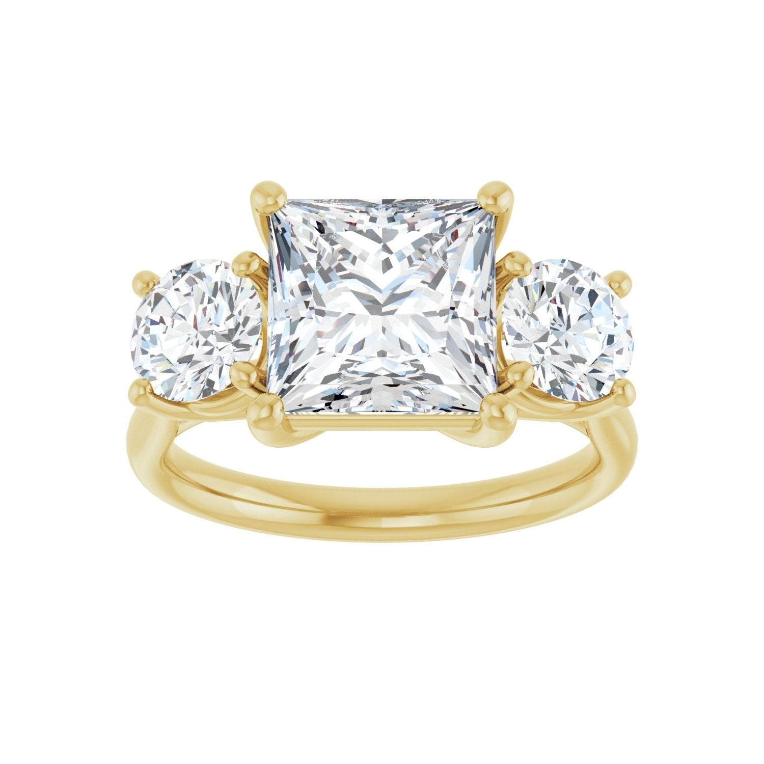 Square Three-Stone Engagement Ring | Metal Type=14K Yellow Gold | Center Stone Size=3 CT | Image 3