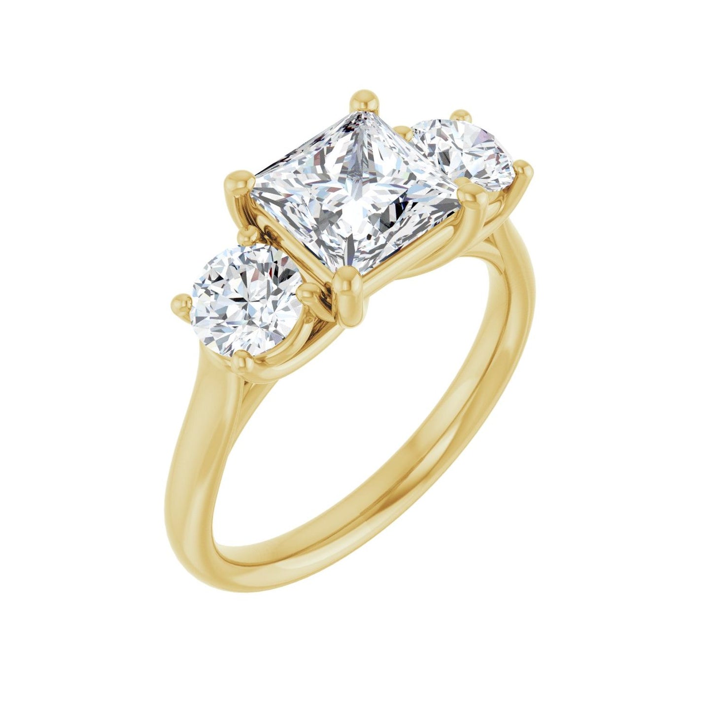 Square Three-Stone Engagement Ring | Metal Type=14K Yellow Gold | Center Stone Size=1.5 CT | Image 1