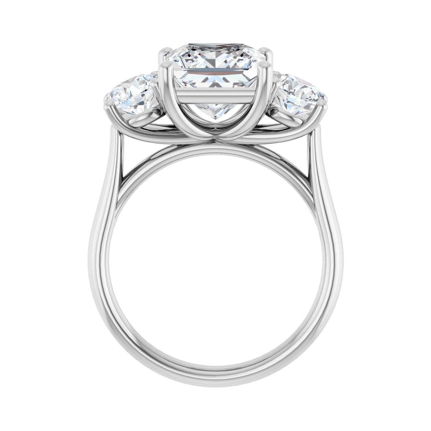 Square Three-Stone Engagement Ring | Metal Type=14K White Gold | Center Stone Size=3 CT | Image 2