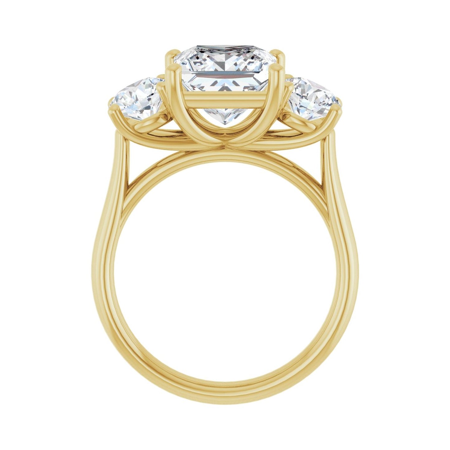 Square Three-Stone Engagement Ring | Metal Type=14K Yellow Gold | Center Stone Size=3 CT | Image 2