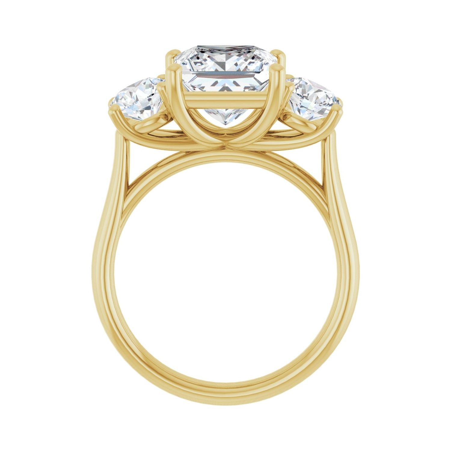 Square Three-Stone Engagement Ring | Metal Type=14K Yellow Gold | Center Stone Size=3 CT | Image 2