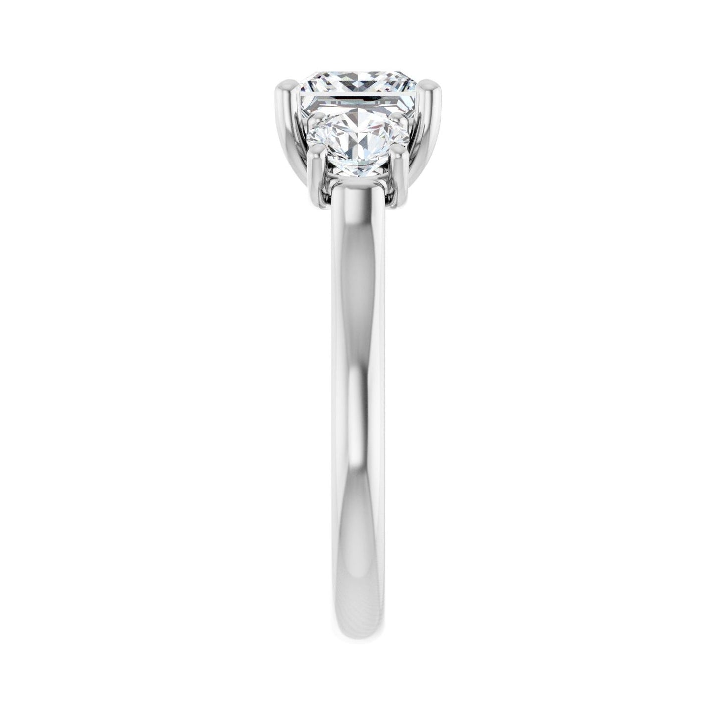 Square Three-Stone Engagement Ring | Metal Type=14K White Gold | Center Stone Size=1.5 CT | Image 4