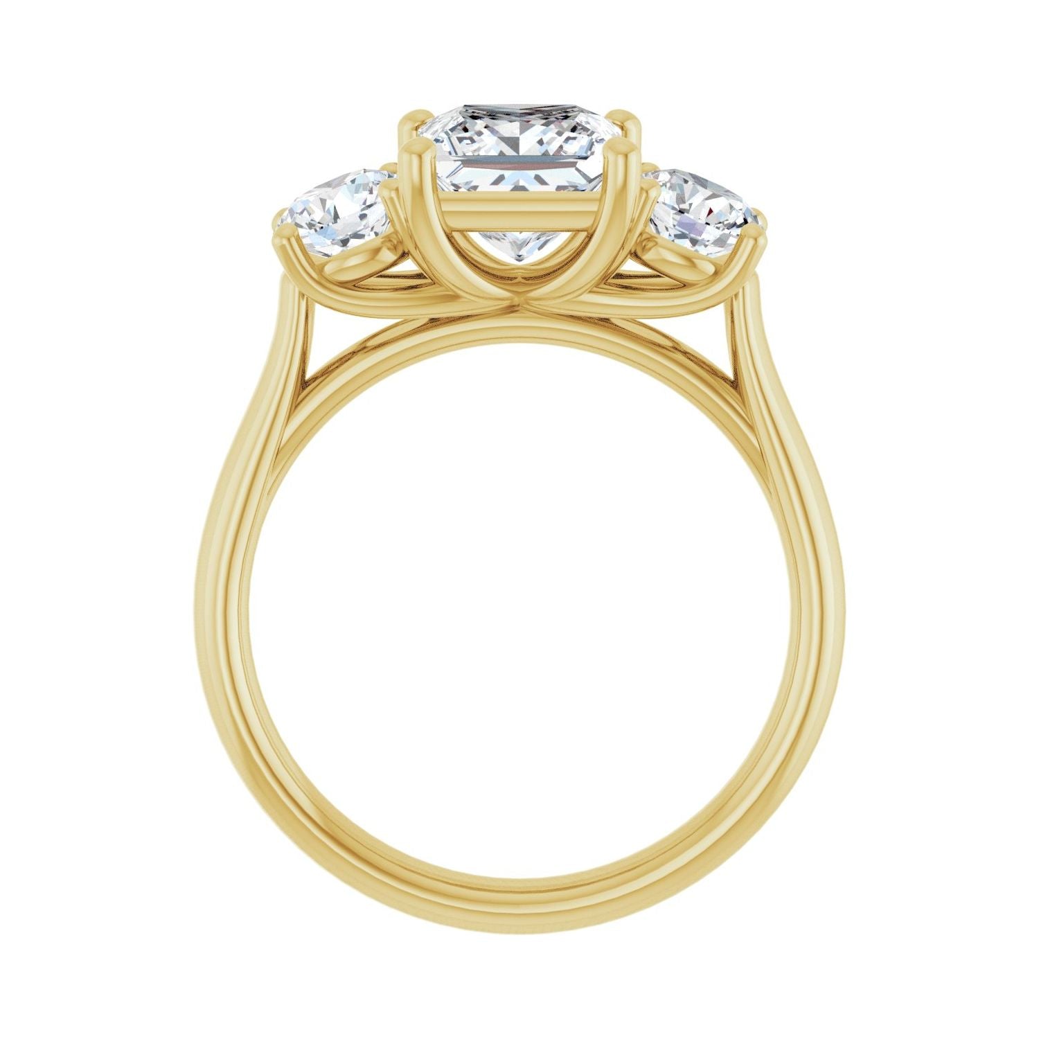 Square Three-Stone Engagement Ring | Metal Type=14K Yellow Gold | Center Stone Size=1.5 CT | Image 2