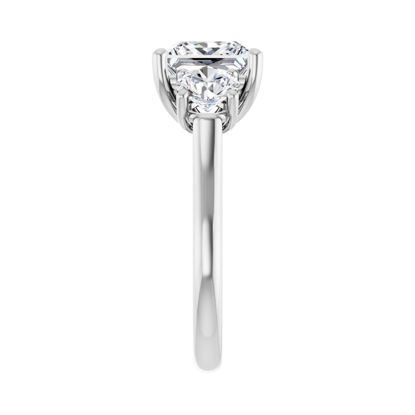 Square Three-Stone Engagement Ring | Metal Type=14K White Gold | Center Stone Size=3 CT | Image 4