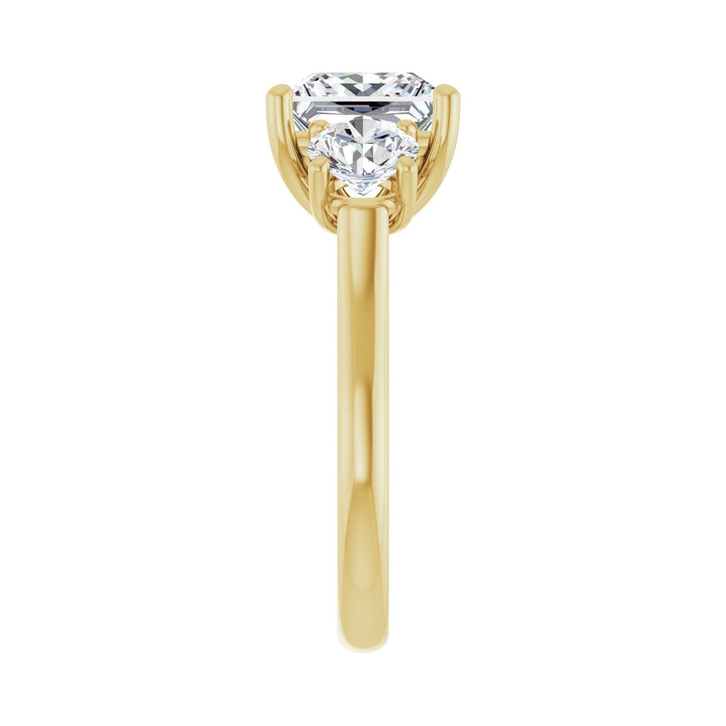 Square Three-Stone Engagement Ring | Metal Type=14K Yellow Gold | Center Stone Size=3 CT | Image 4