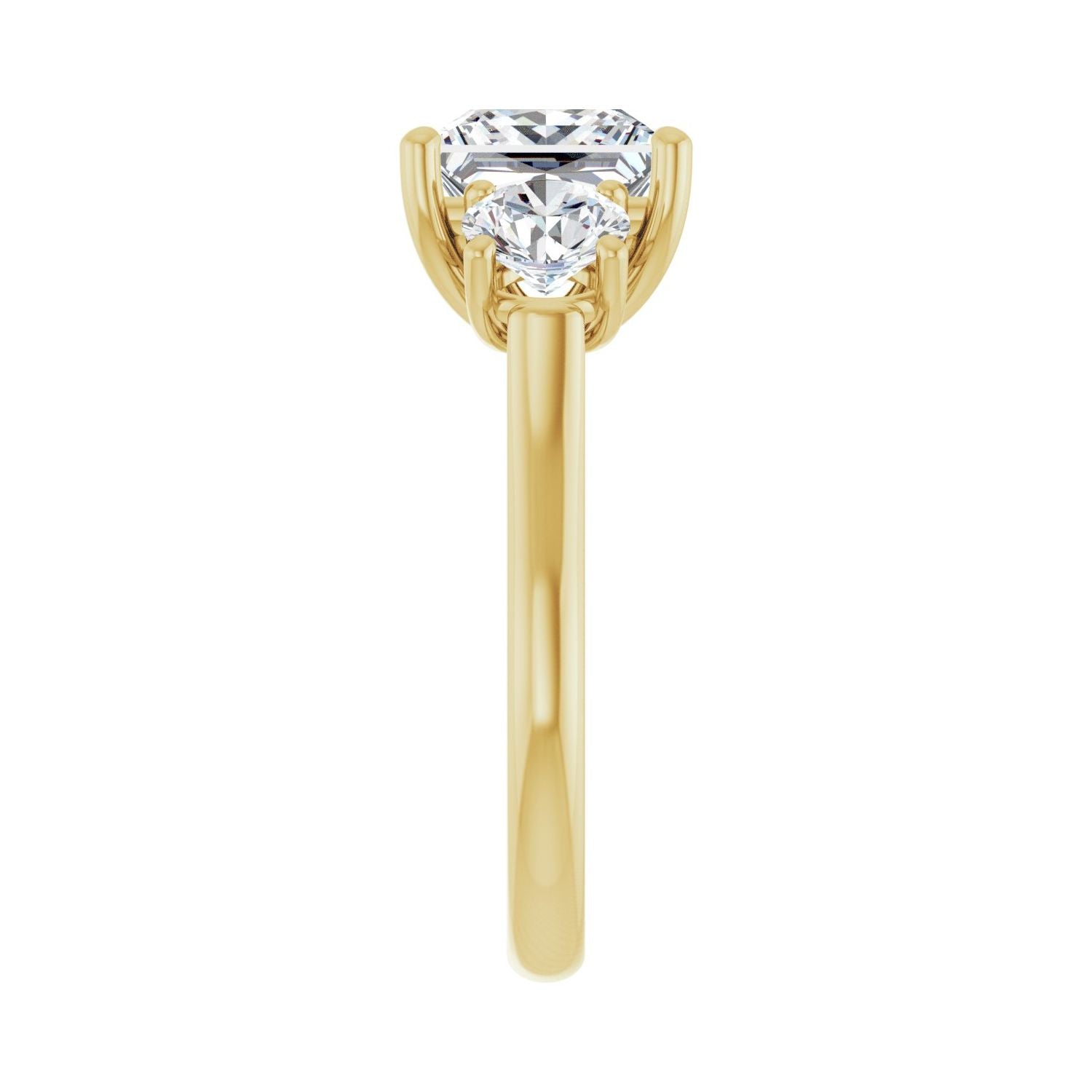 Square Three-Stone Engagement Ring | Metal Type=14K Yellow Gold | Center Stone Size=3 CT | Image 4