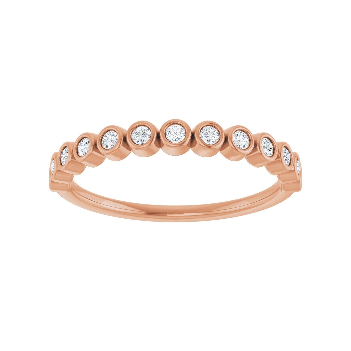 Bezel-Set Anniversary Band - Round 1MM-2.5MM | Metal Type=14K Rose Gold | Diamond Size=1.5MM | Image 2