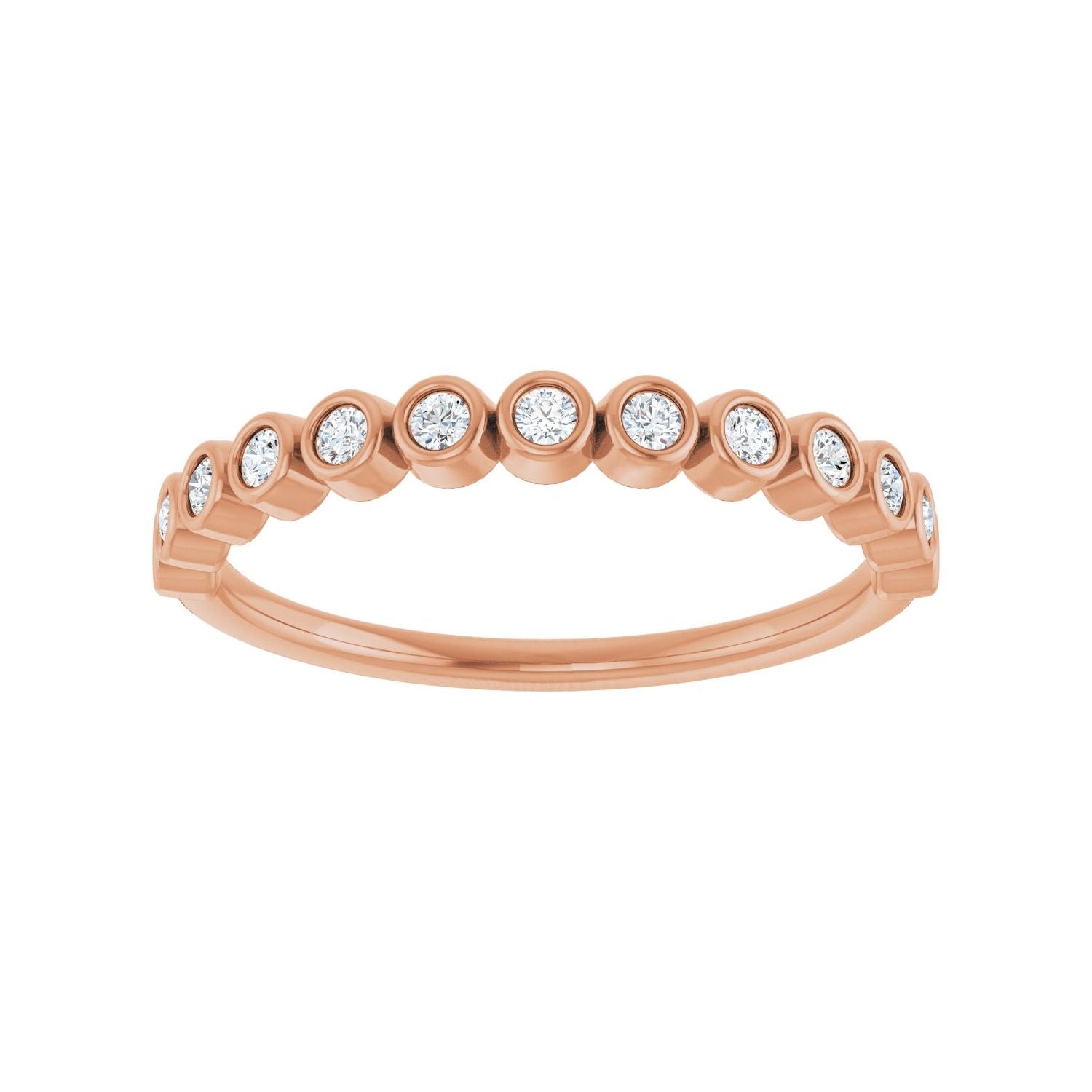 Bezel-Set Anniversary Band - Round 1MM-2.5MM | Metal Type=14K Rose Gold | Diamond Size=1.5MM | Image 2