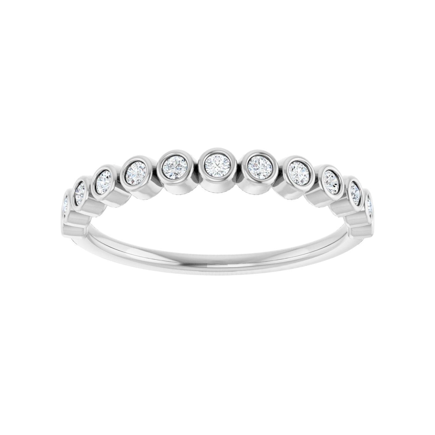 Bezel-Set Anniversary Band - Round 1MM-2.5MM | Metal Type=14K White Gold | Diamond Size=1.5MM | Image 2