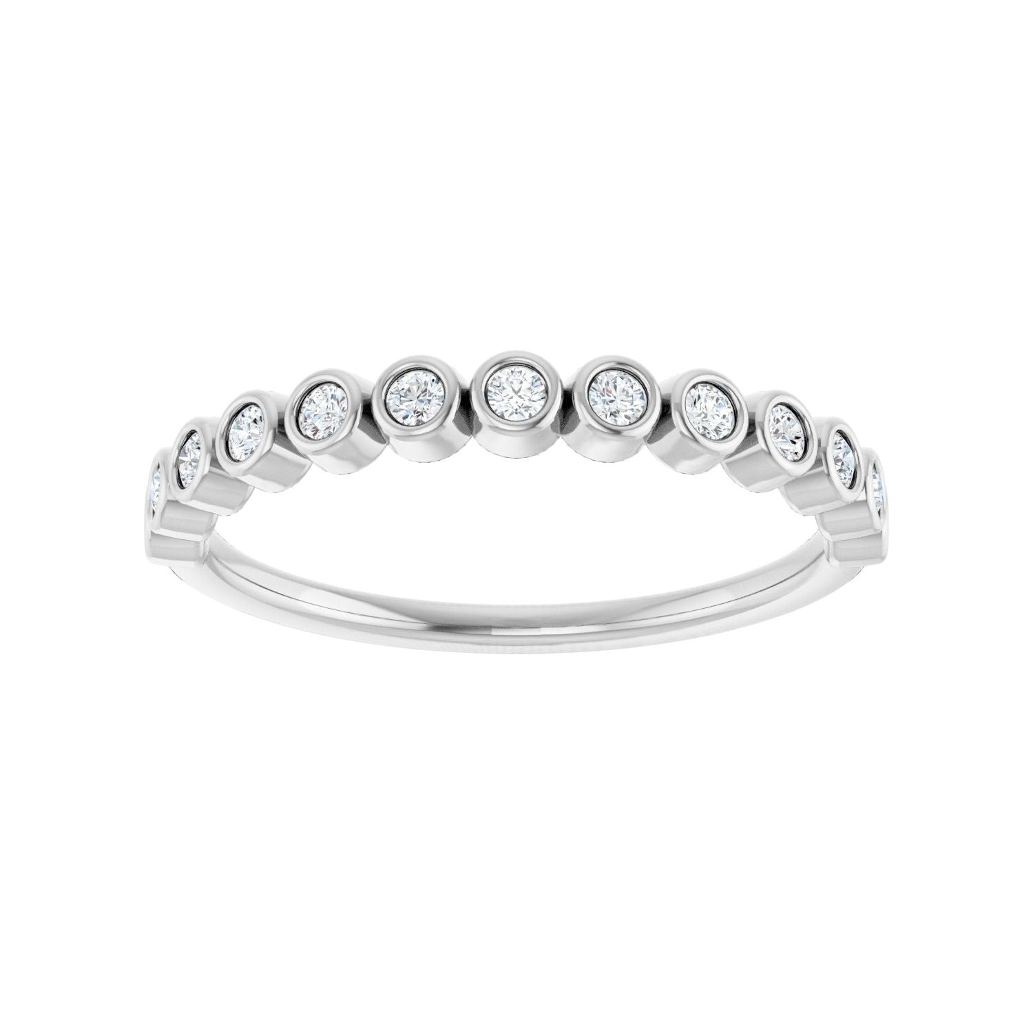 Bezel-Set Anniversary Band - Round 1MM-2.5MM | Metal Type=14K White Gold | Diamond Size=1.5MM | Image 2