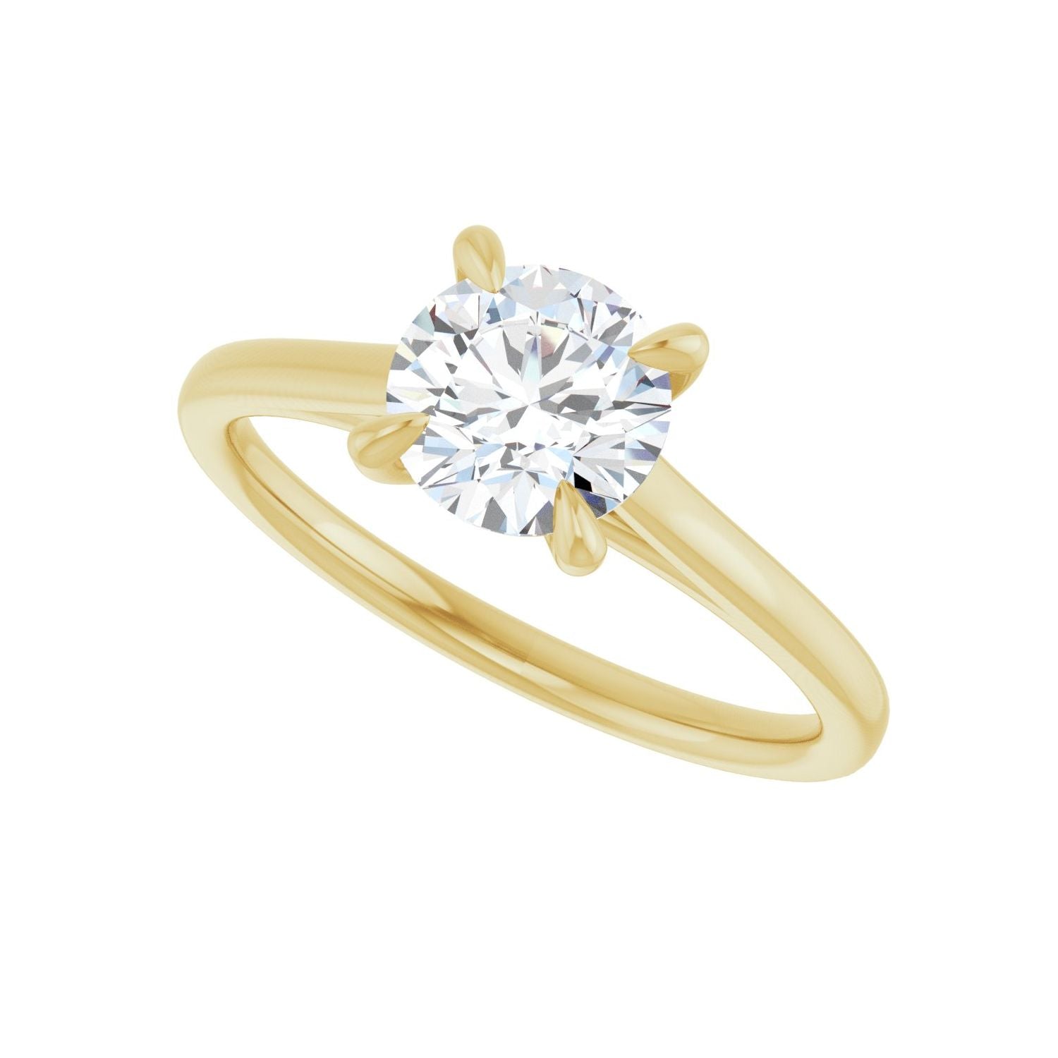 Round Claw-Prong Solitaire Engagement Ring | Metal Type=14K Yellow Gold | Center Stone Size=1 CT | Image 5