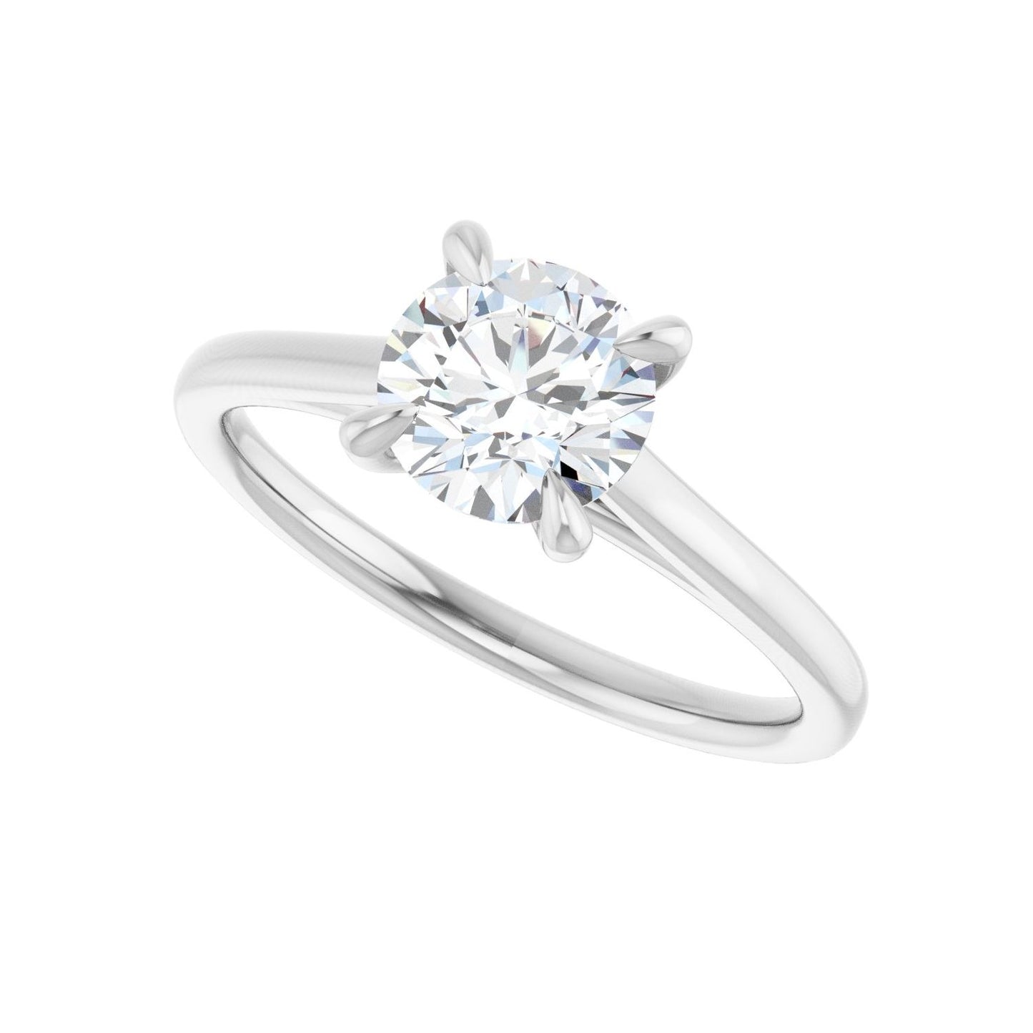 Round Claw-Prong Solitaire Engagement Ring | Metal Type=14K White Gold | Center Stone Size=1 CT | Image 5