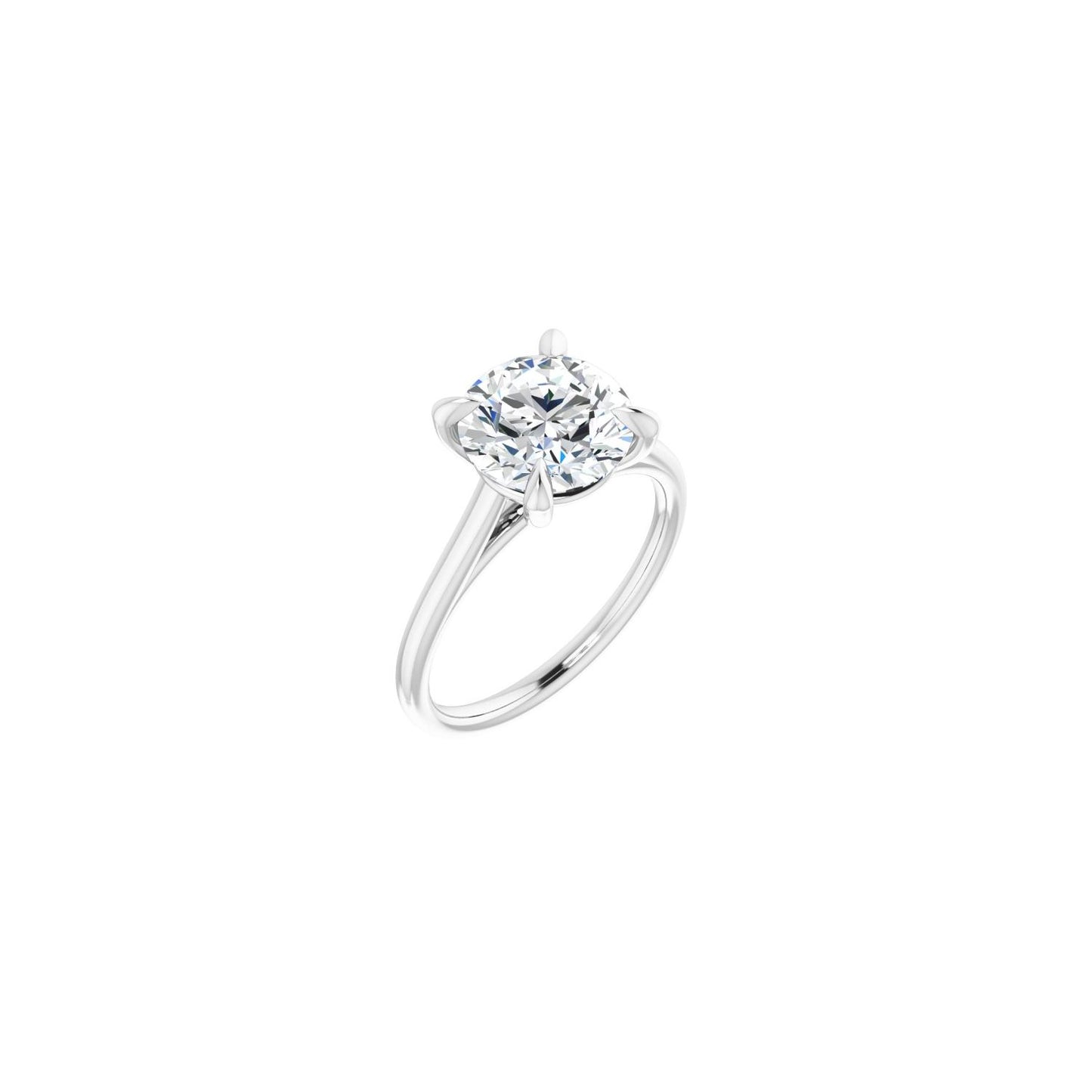 Round Claw-Prong Solitaire Engagement Ring | Metal Type=14K White Gold | Center Stone Size=2.5 CT | Image 1