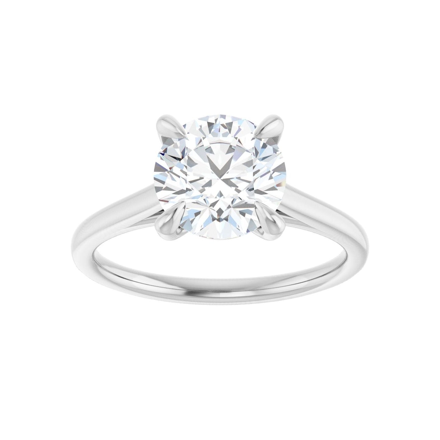 Round Claw-Prong Solitaire Engagement Ring | Metal Type=14K White Gold | Center Stone Size=2 CT | Image 3
