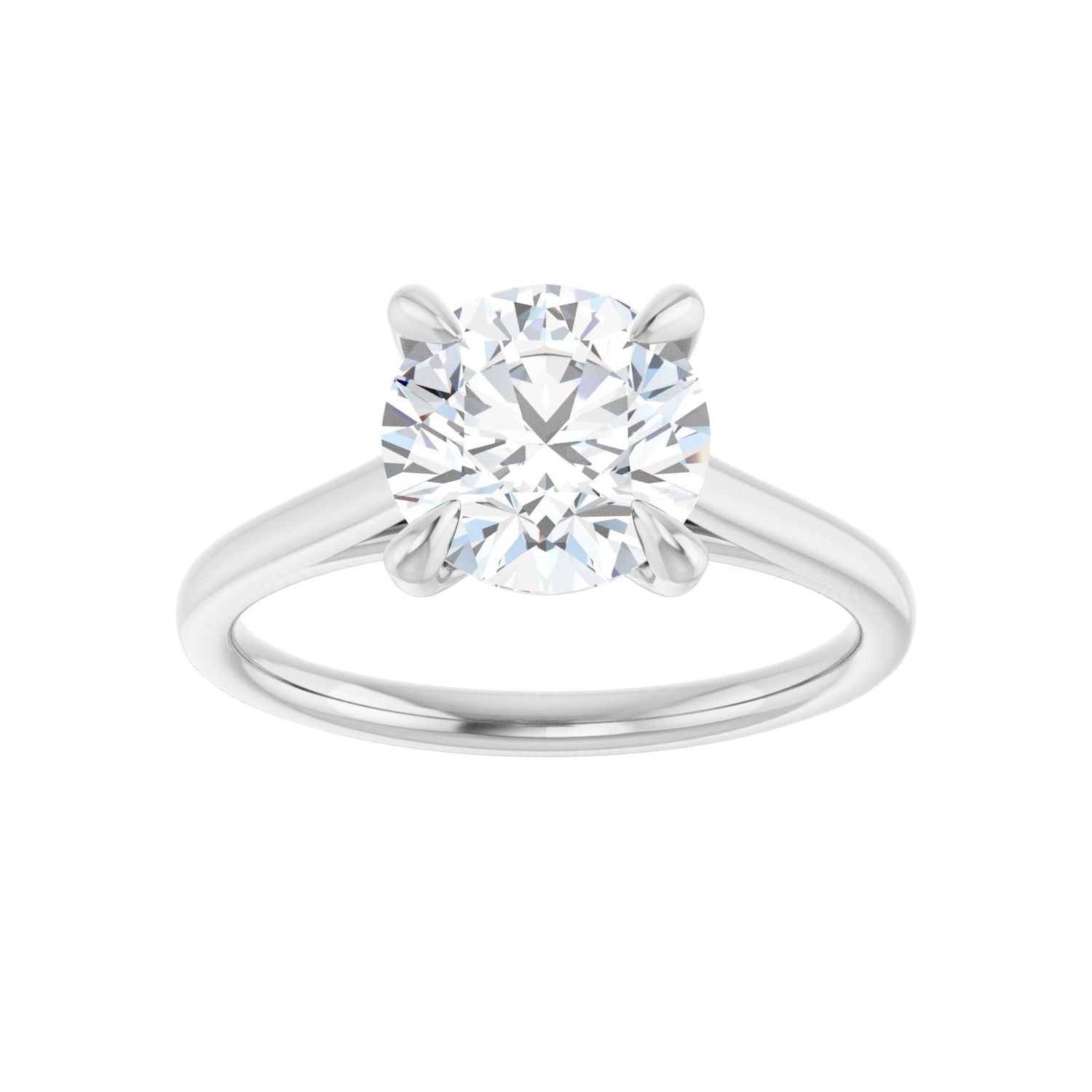 Round Claw-Prong Solitaire Engagement Ring | Metal Type=14K White Gold | Center Stone Size=2 CT | Image 3