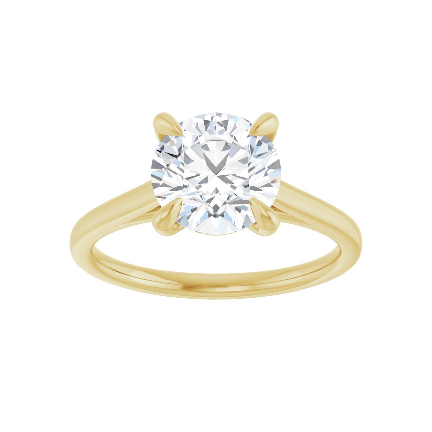 Round Claw-Prong Solitaire Engagement Ring | Metal Type=14K Yellow Gold | Center Stone Size=2 CT | Image 3