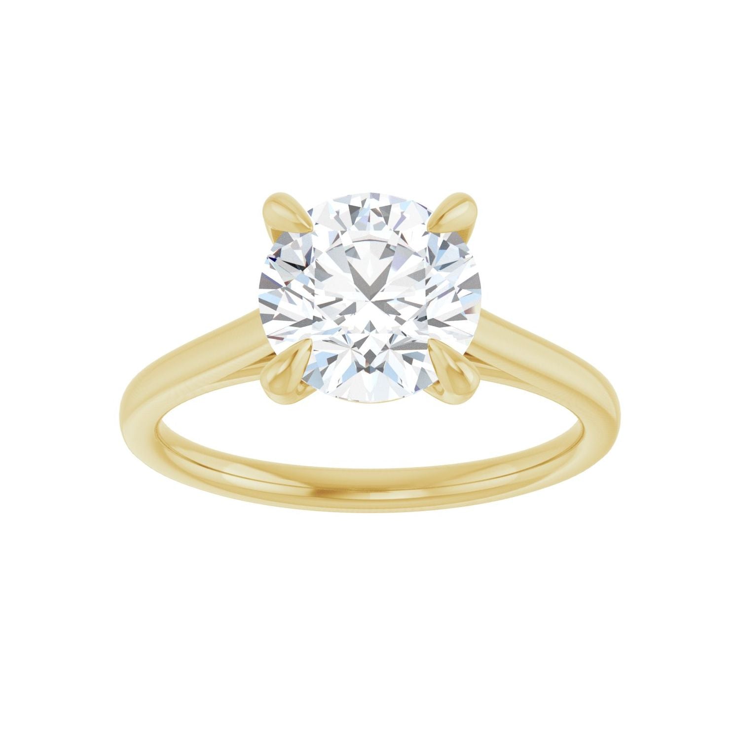 Round Claw-Prong Solitaire Engagement Ring | Metal Type=14K Yellow Gold | Center Stone Size=2 CT | Image 3