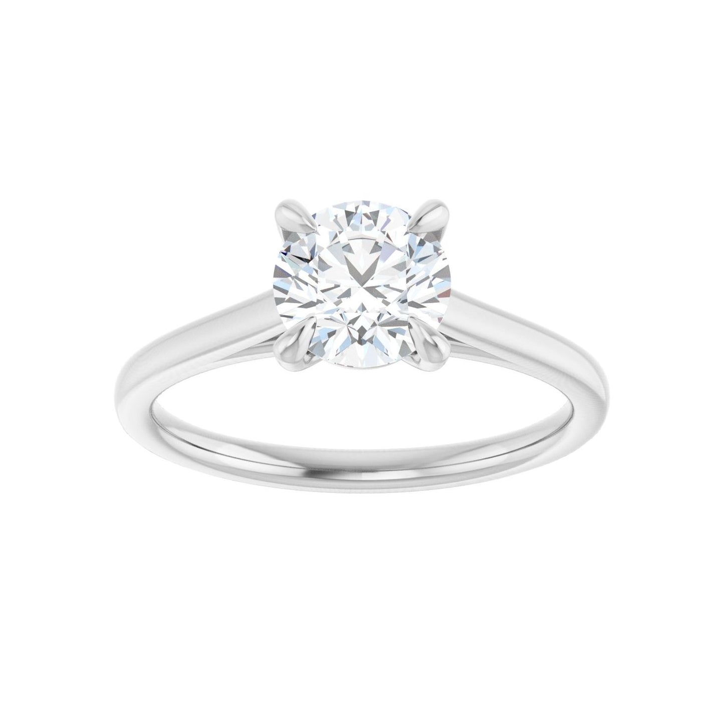 Round Claw-Prong Solitaire Engagement Ring | Metal Type=14K White Gold | Center Stone Size=1 CT | Image 3