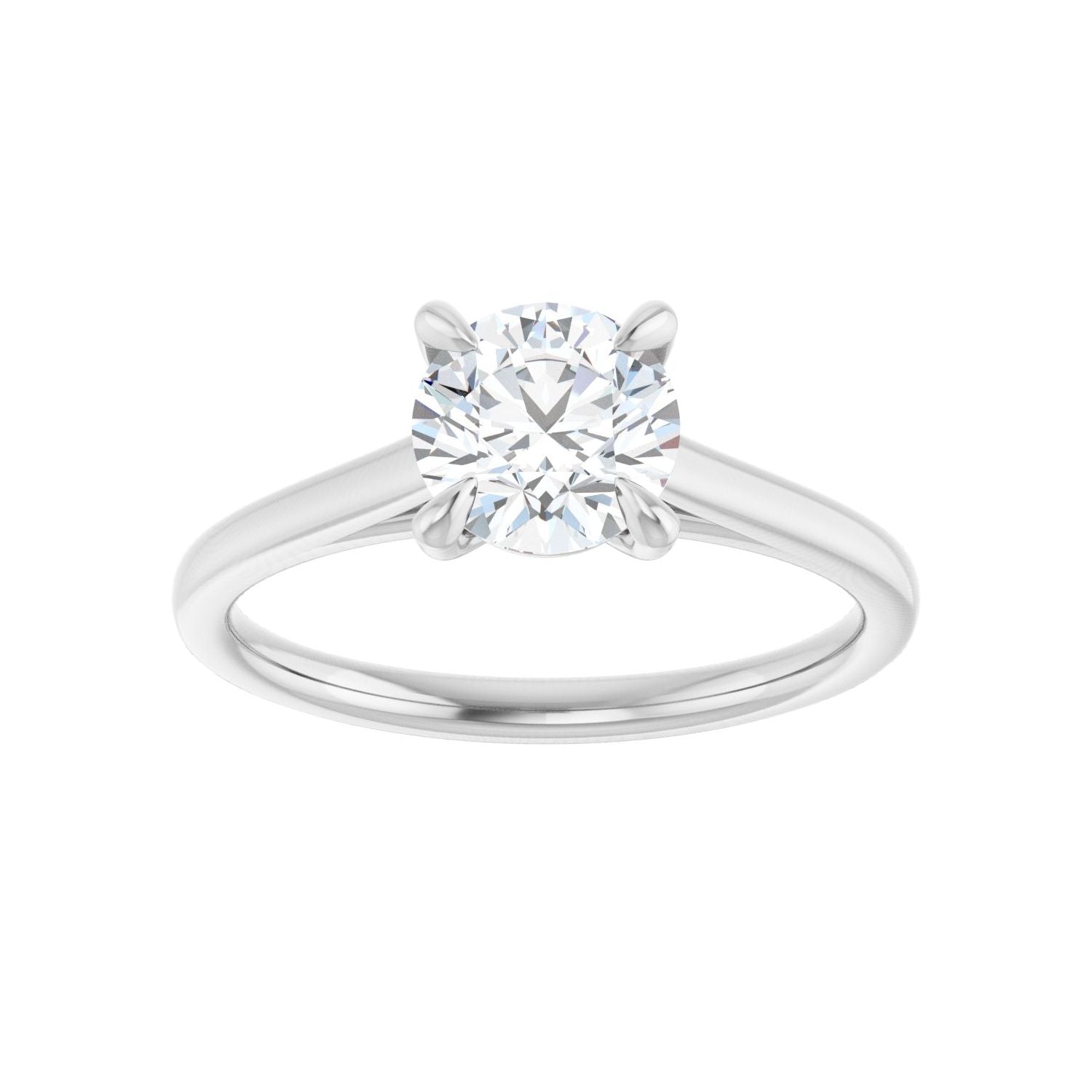 Round Claw-Prong Solitaire Engagement Ring | Metal Type=14K White Gold | Center Stone Size=1 CT | Image 3