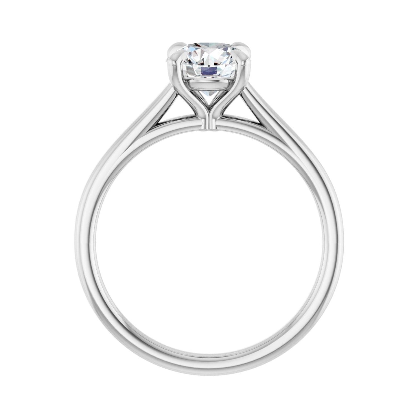 Round Claw-Prong Solitaire Engagement Ring | Metal Type=14K White Gold | Center Stone Size=1 CT | Image 2