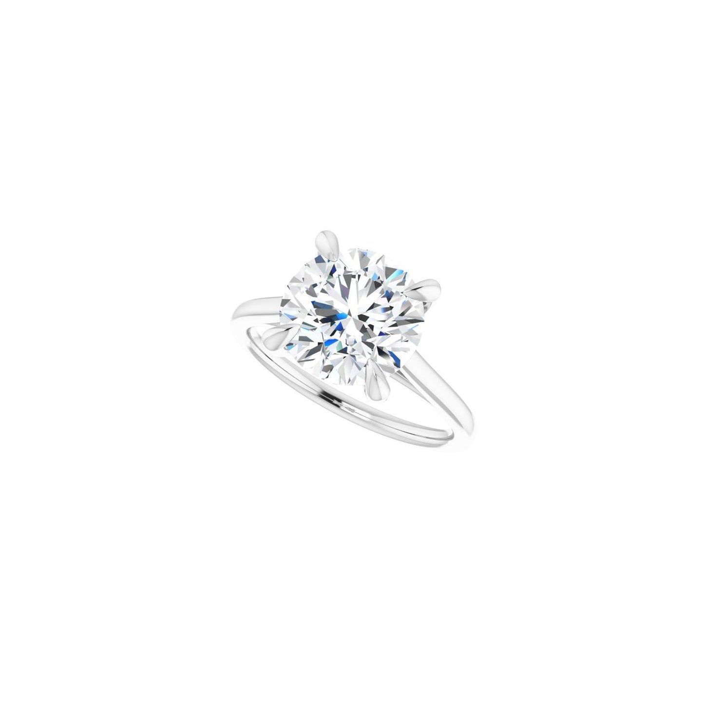 Round Claw-Prong Solitaire Engagement Ring | Metal Type=14K White Gold | Center Stone Size=3 CT | Image 5